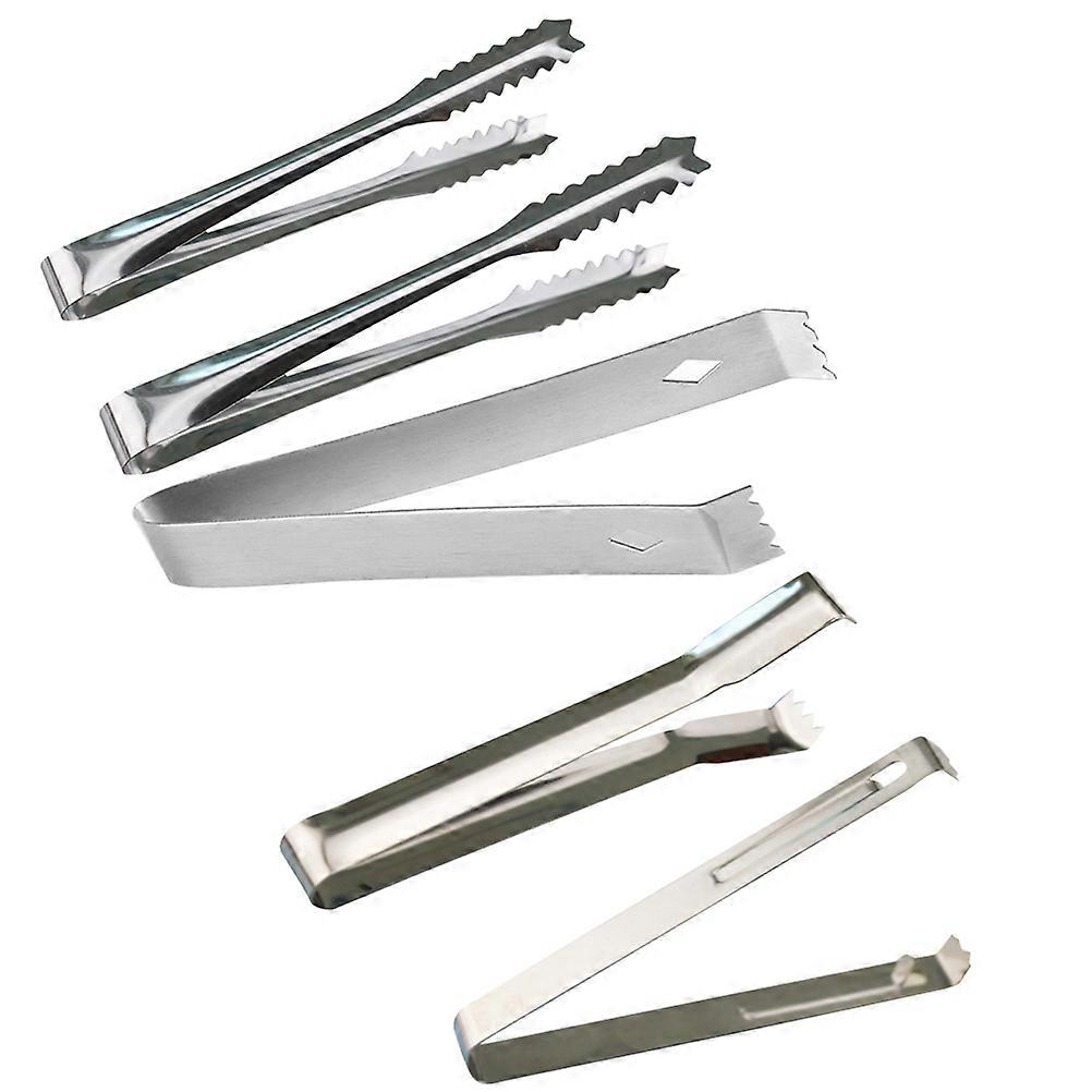 a polished product description based on your input:
**5pcs Stainless Steel Ice Tongs / Skid Food Tongs – Perfect for Sugar Cubes, Ice &