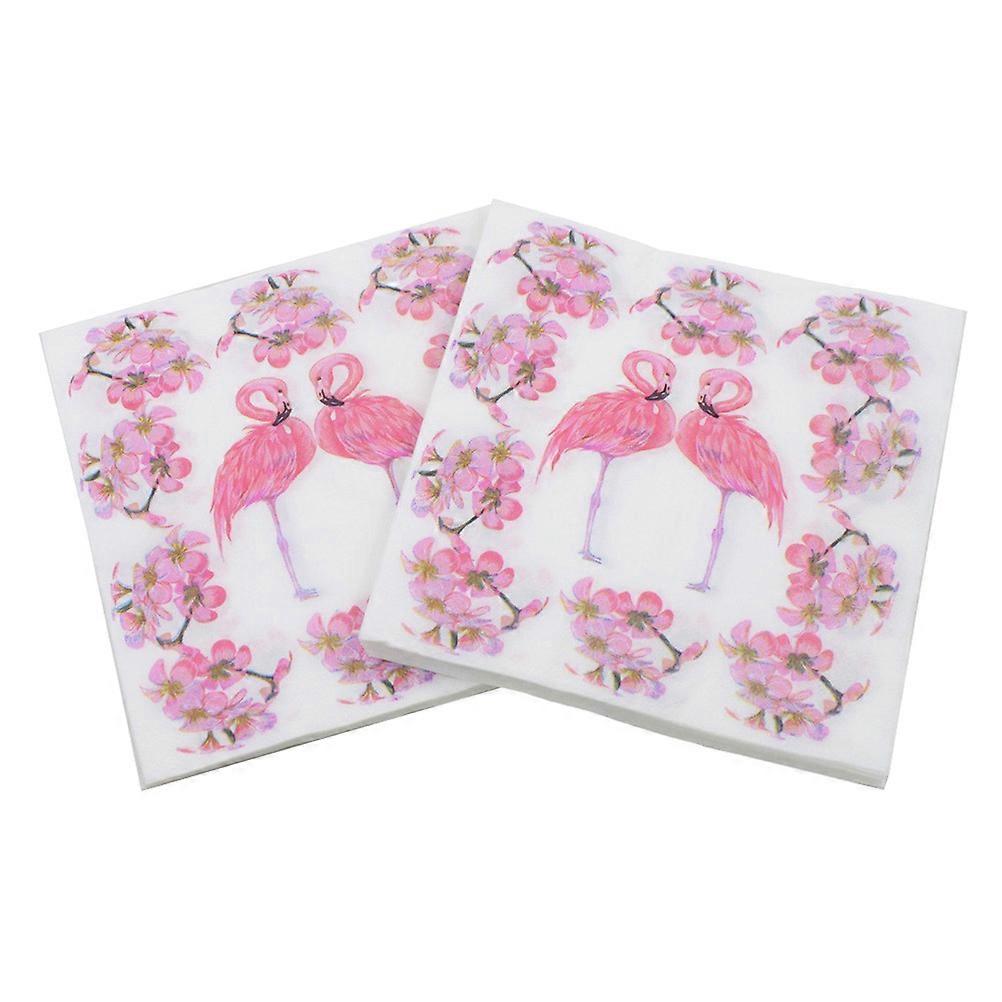 Flamingo Paper Dinner Napkins Gathering Festival Home Use 33x33x0.1cm 80Pack