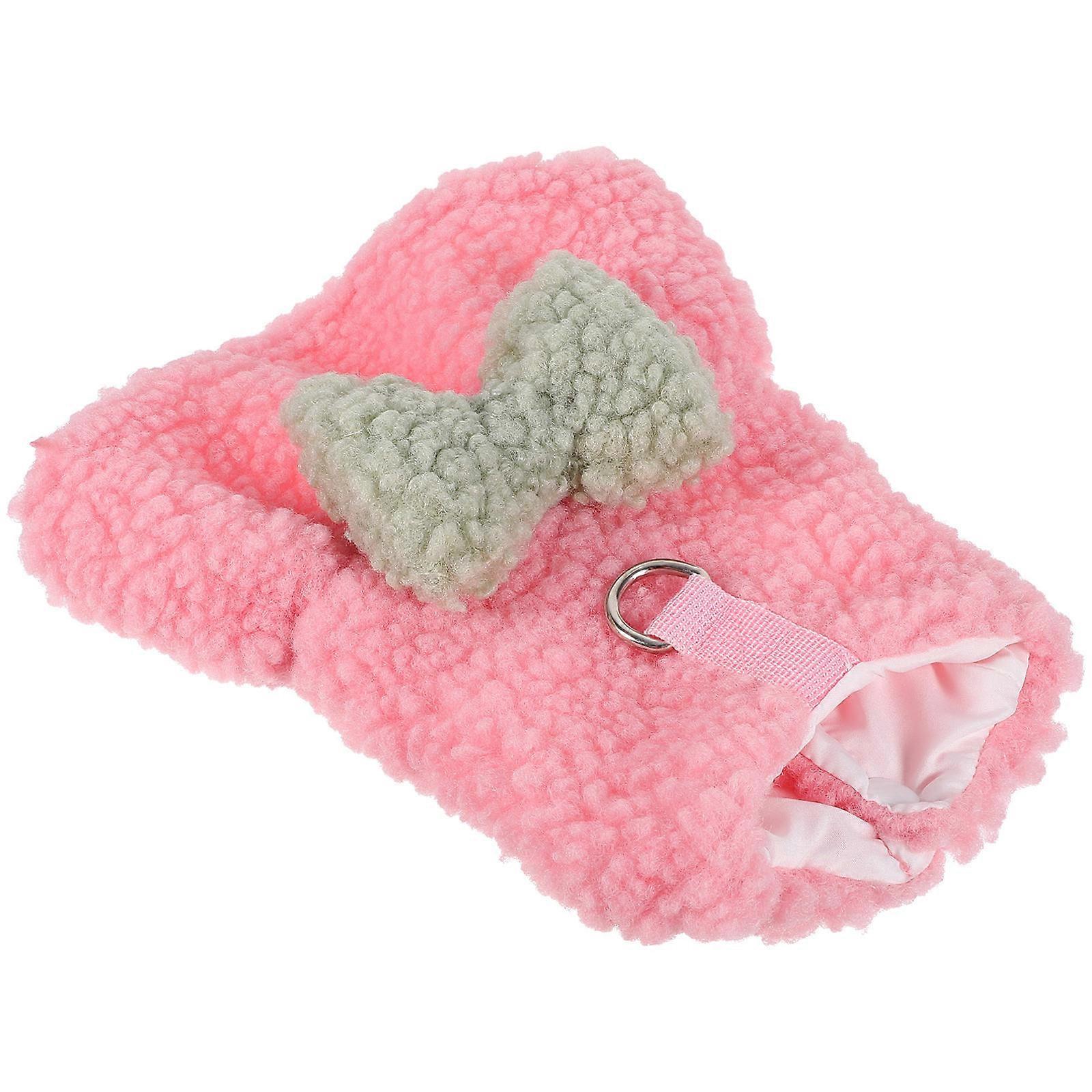 Pink Polyester Warm Dog Sweater for Small Dogs with Thickened Suitable for Ice and Snow