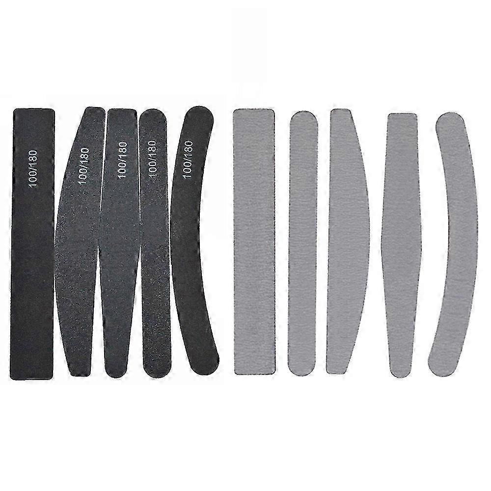 10 pcs Nail Files Double-Sided - 100/180 Black