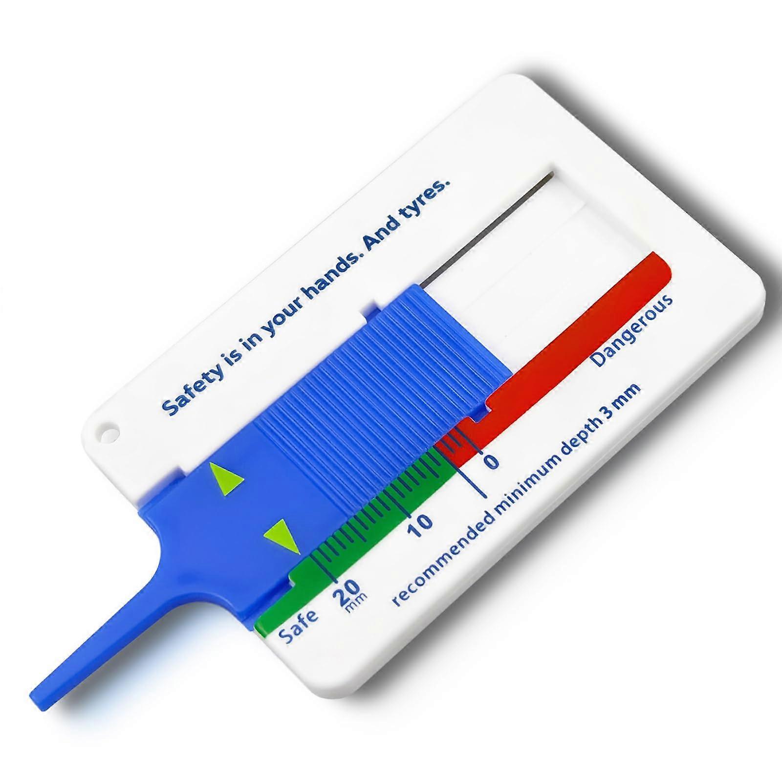 Tread Depth Gauge for Tyres MM Plastic Tyre Tread Depth Gauge Intelligent Colour Coded Tyre Tread Gauge for Motorcycle, Car, Truck 020mm
