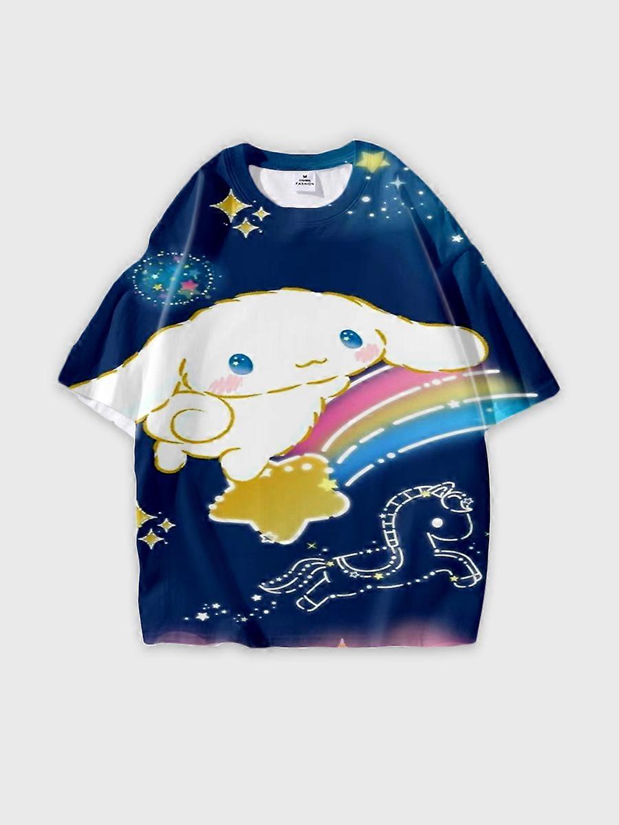 T-shirt round neck Cartoon Pattern loose short sleeve E2572
