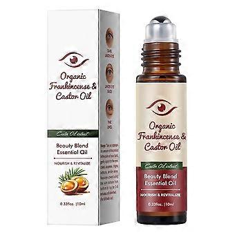 Bio Rizinusöl & Weihrauch ätherisches Öl unter den Augen Roll On, 100% reines Rizinusöl für Gesichtsfalten, Augenringe, geschwollene Augen, Anti-Aging, 10ml 