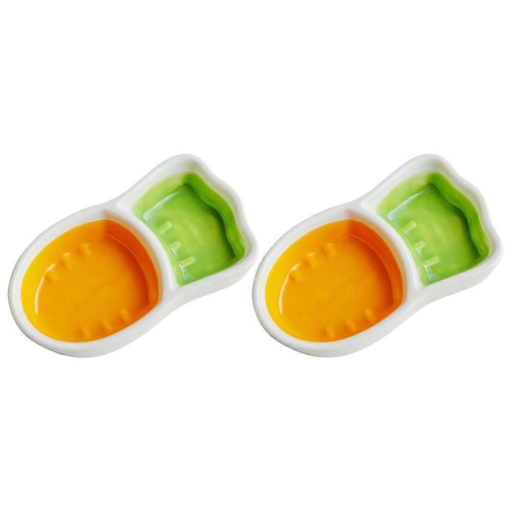Small Ceramic Dish Dipping Bowls Assorted Use Tableware Food Serving Dishwasher Safe 2Pcs