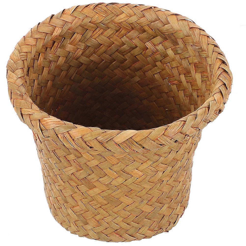 Wicker Laundry Basket Iron Material Garbage Containment For Home Use Orange 7.07x7.07x5.50in 1Set