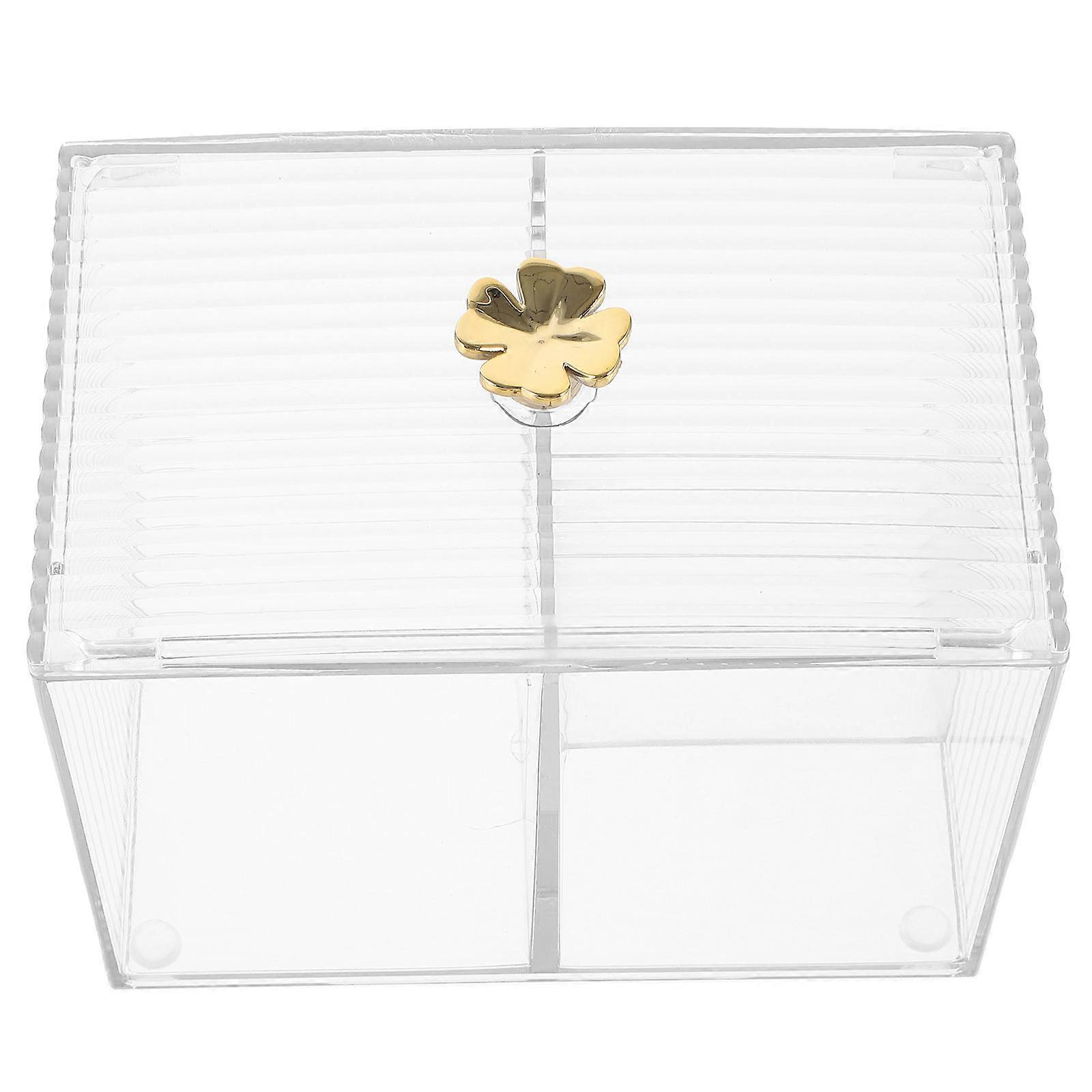 Cotton Pad Container Cosmetics Organizer Daily Use Transparent 13.5X9.8X8.8CM Dustproof 1Pack
