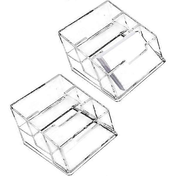Set Business Card Holder Desk Business Card Stand Acrylic Business Card Display Holder with 3 Compartments Business Card Display Stand