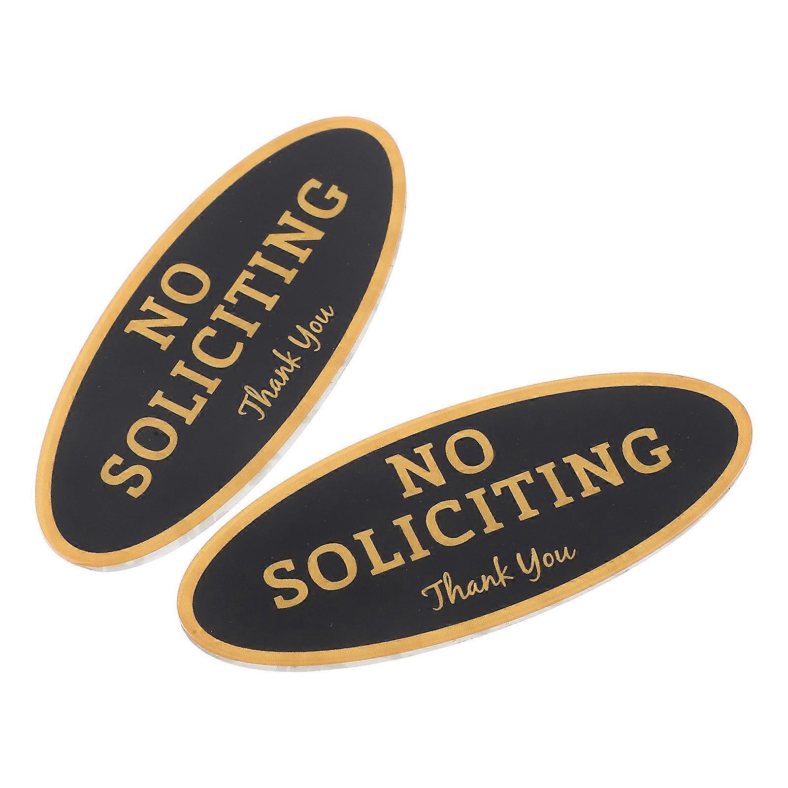 Golden Acrylic No Soliciting Sign for Home Easy to Use Weather Resistant Visibility 2pcs Small