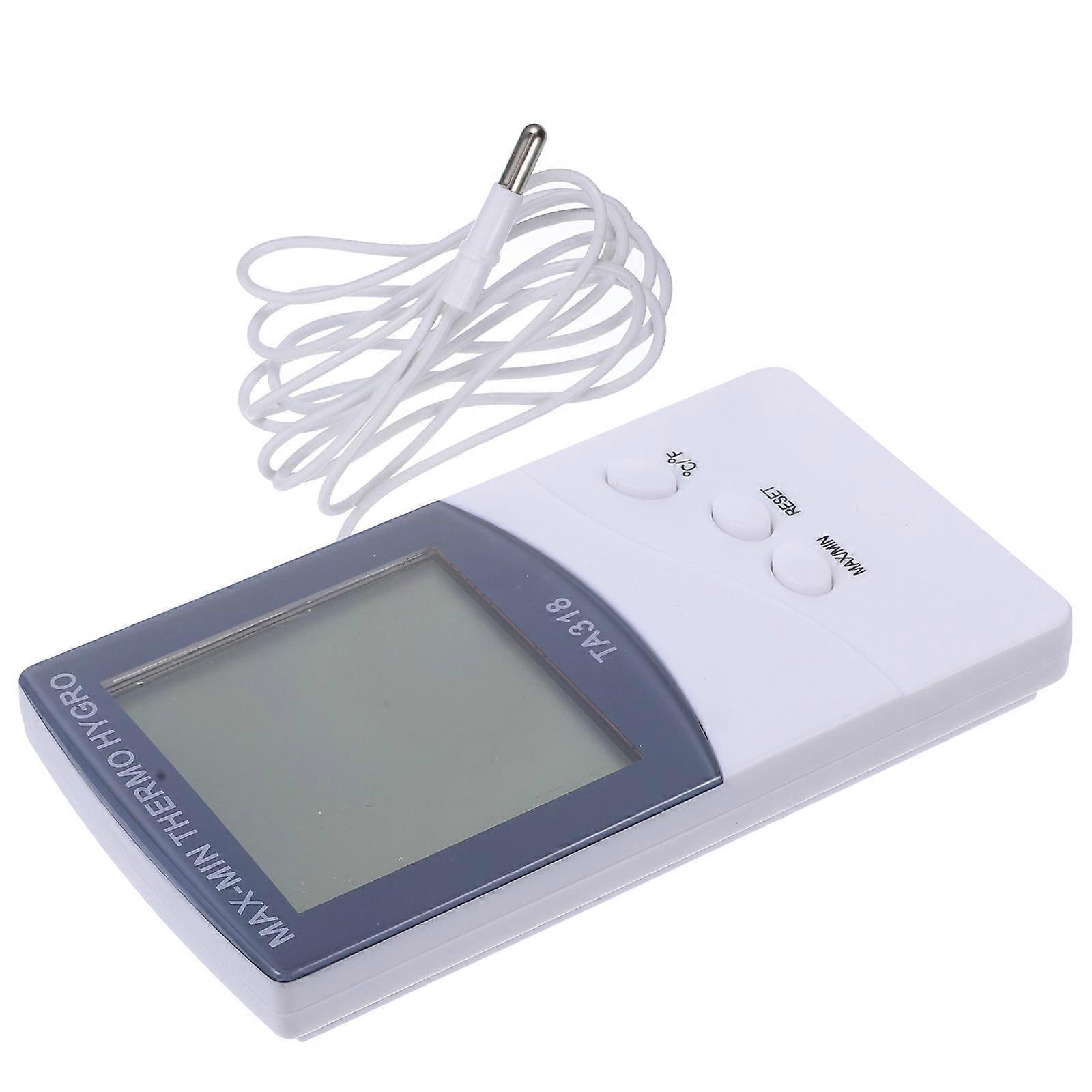 Digital LCD Thermometer with White Plastic Appearance for Indoor and Outdoor Use 3 Buttons Clear
