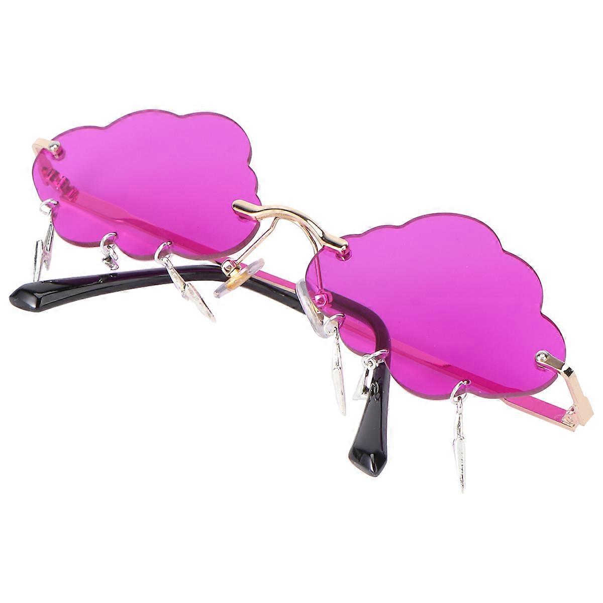 Stylish Violet Metal Cloud Shape Sunglasses for Wearing and Photo Fun 1 Pair
