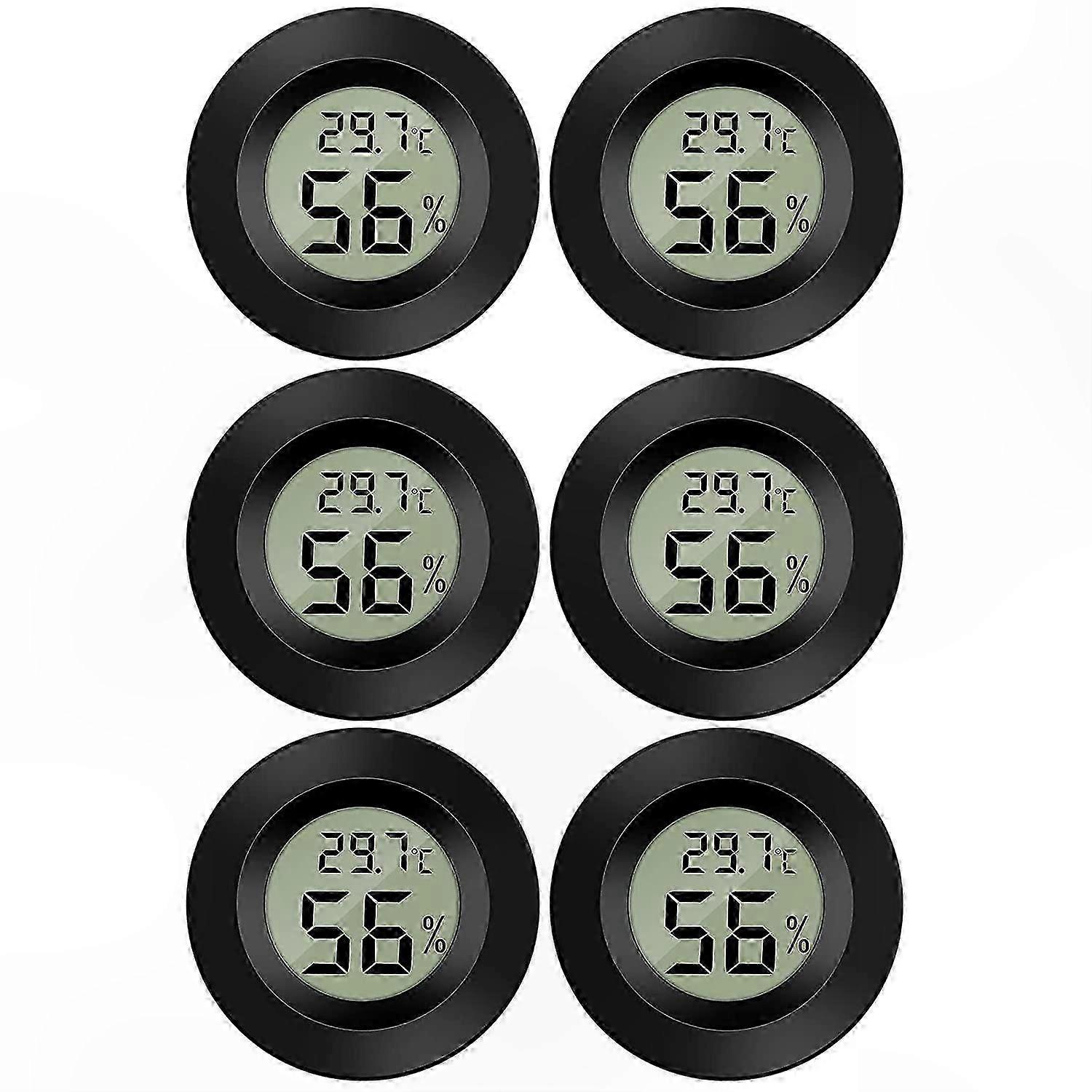 Digital Hygrometer Thermometer 6-Pack for Home Monitoring Humidity and Temperature in Greenhouses Basements and Nurseries