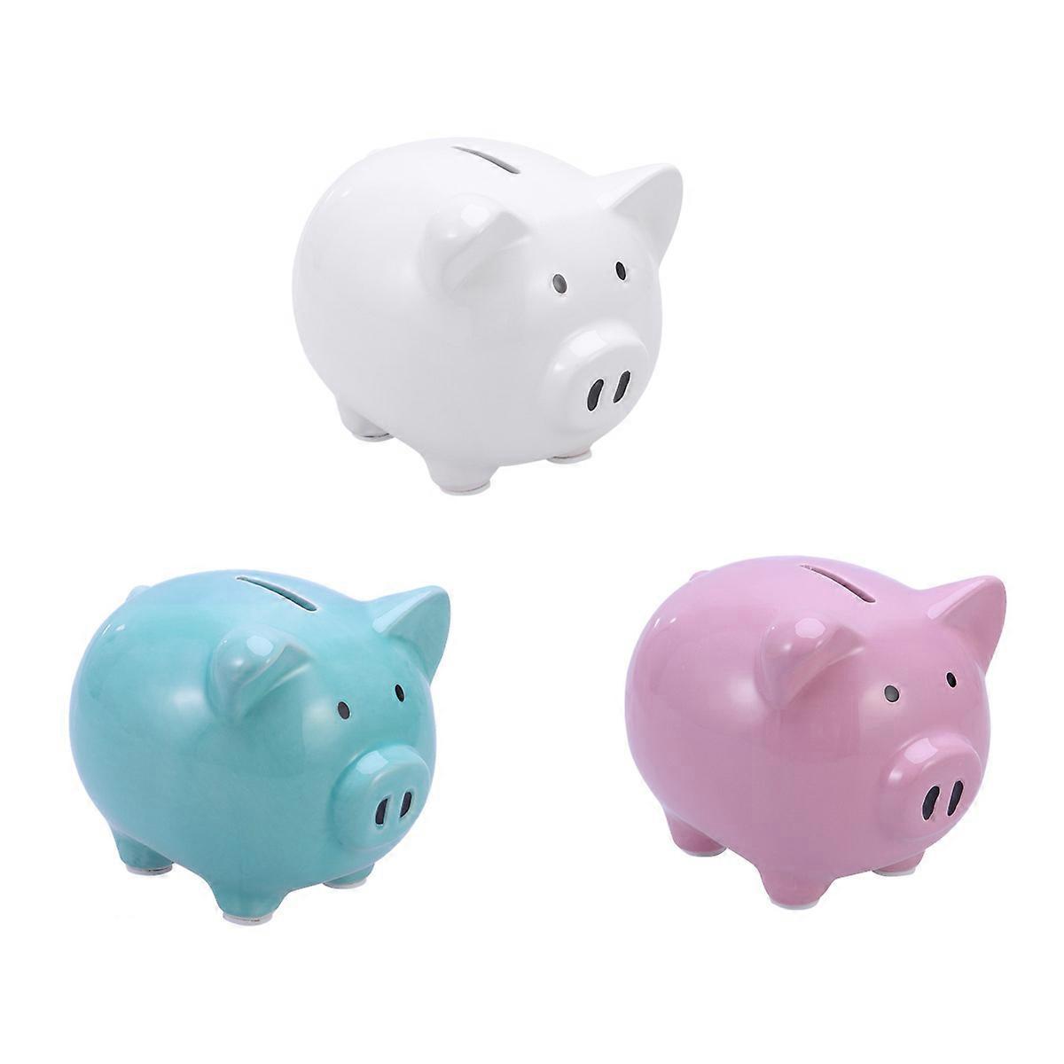 Childrens Money Box Pig Saving Pot For Kids Office Use Cute Design Single Glazed Porcelain 1Set