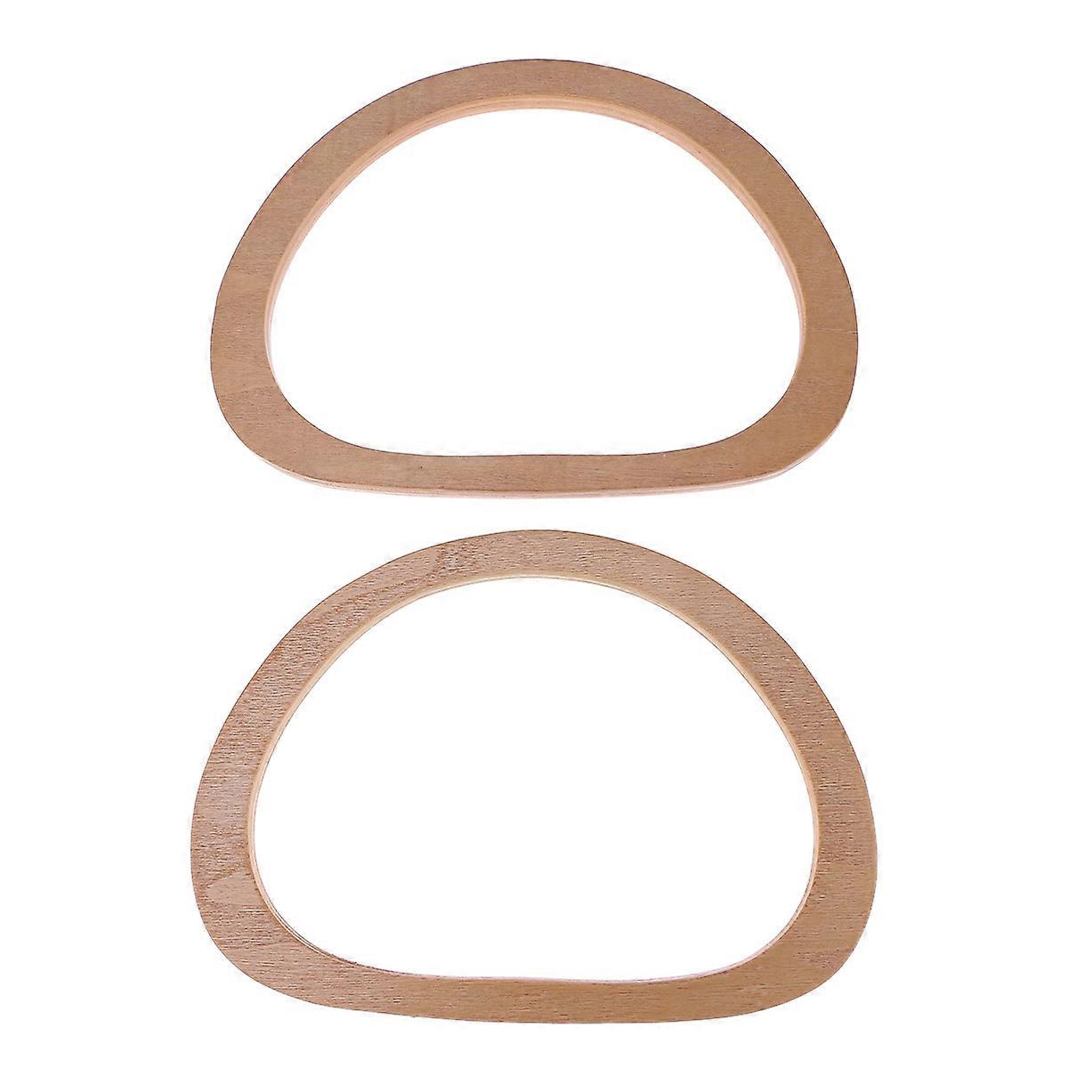 Wooden Oval Handles for Handmade Bags, D Shaped Replacement Accessories for DIY Handbag and Purse Making, Varnished Finish, Easy Attachment for Crafts