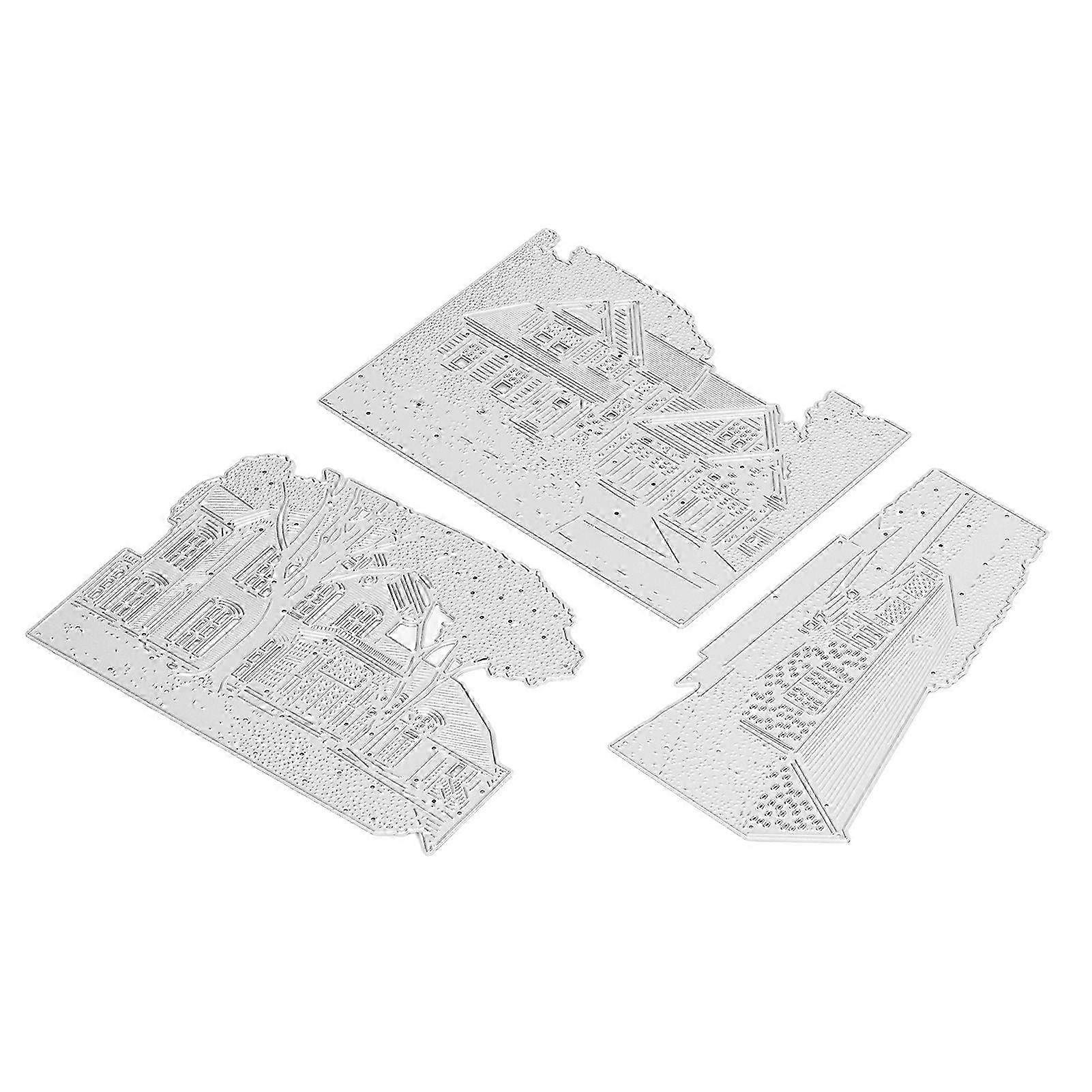 Metal Die-Cut Pieces with Architectural Background - 3D Effect Relief Template for Paper Crafting & Card Making