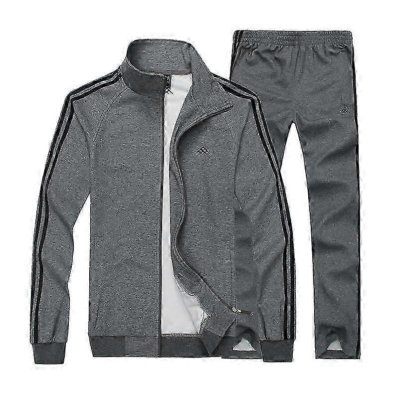 Unbrand Men Hooded Suit Men Casual Tracksuits Sport Sets Jogging Suits Mens Hoodies Sets dark grey L