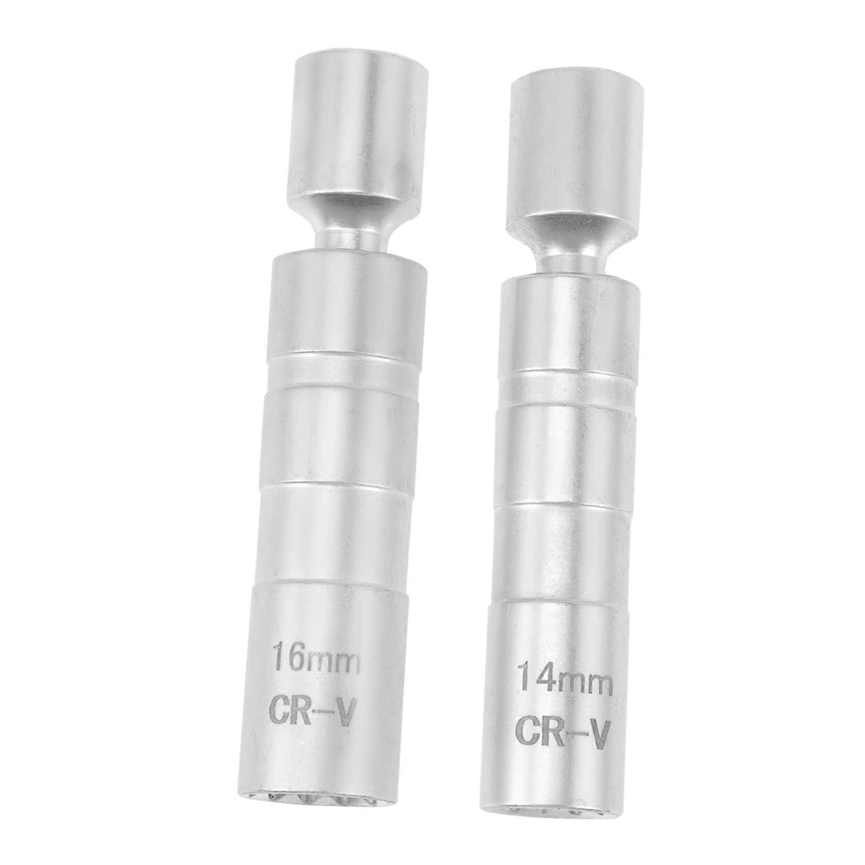 Spark Plug Socket Tool Set 1 Pair Automotive Accessories for Car Maintenance Silver Metal Compatible with Various Models