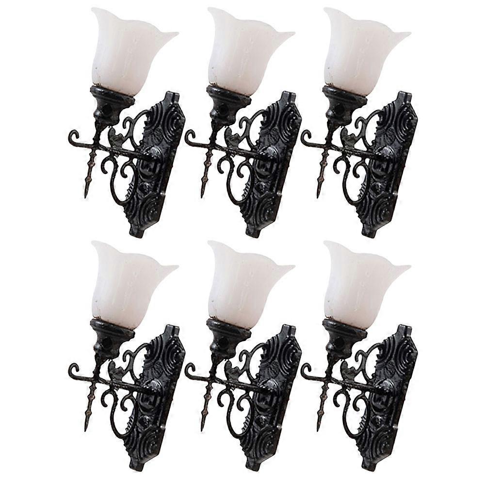 6pcs Mini Yard Lights Model Decorations for Sand Table Lamp Post ABS Multi Color