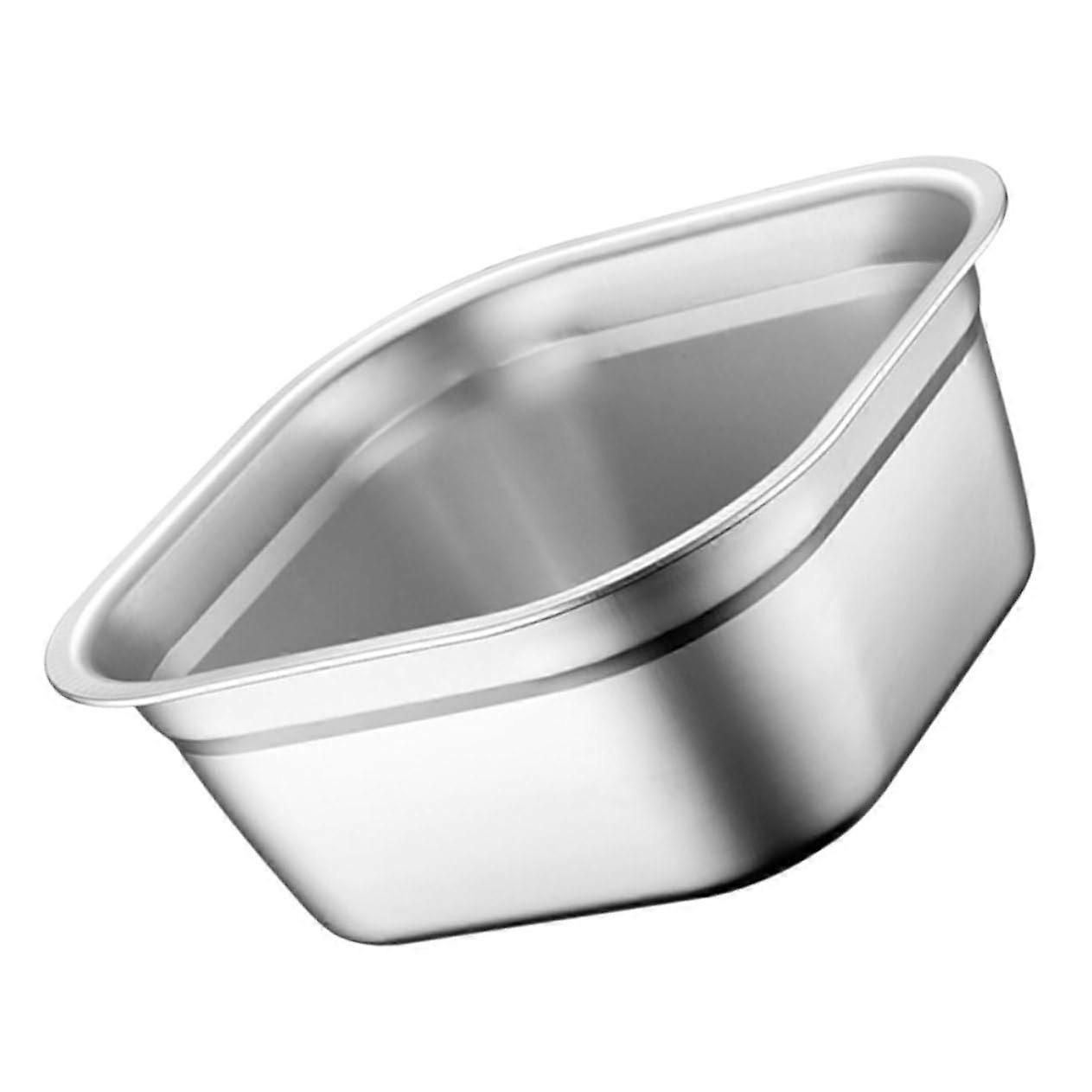 Square Bowl Stainless Steel Sink with Lid, Multi-Use Soup Bowl, Buffet Tray, Vegetable Canteen, Silver Finish
