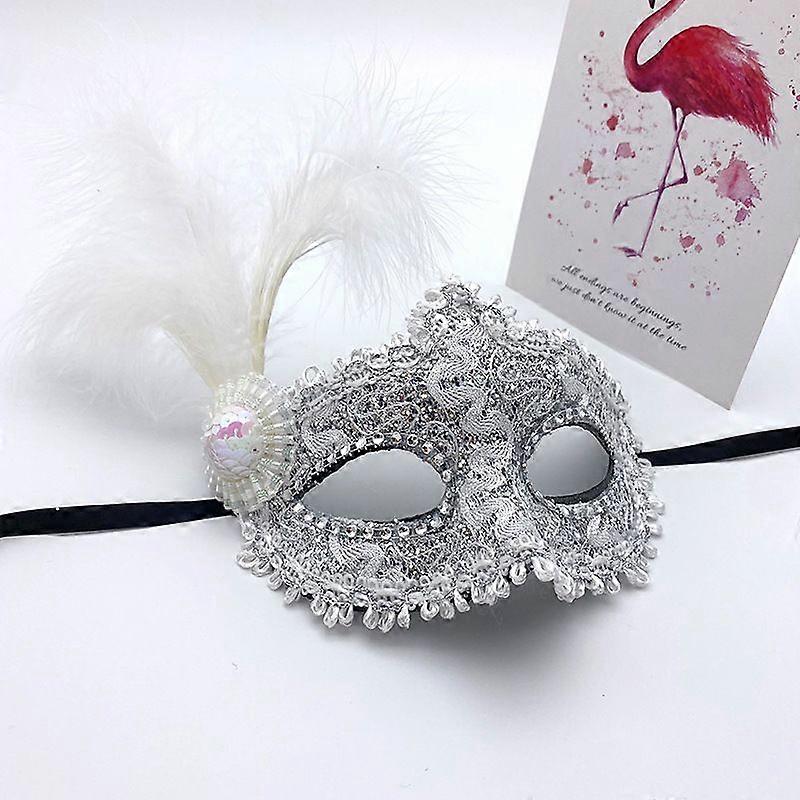 Halloween mask princess feather lace half face masquerade performance props