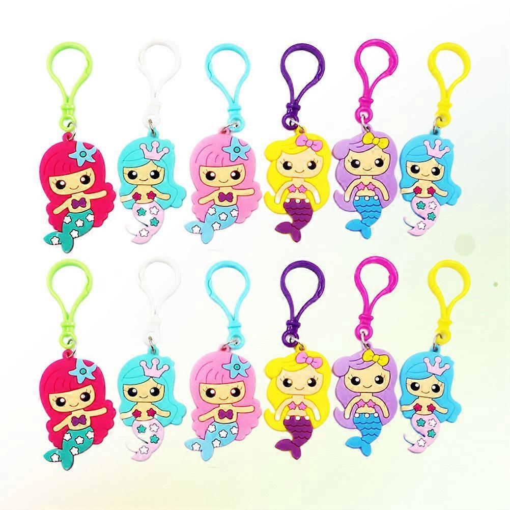 子供用人魚のテーマキーホルダーパーティー用品漫画のおもちゃ12個混合ギフト