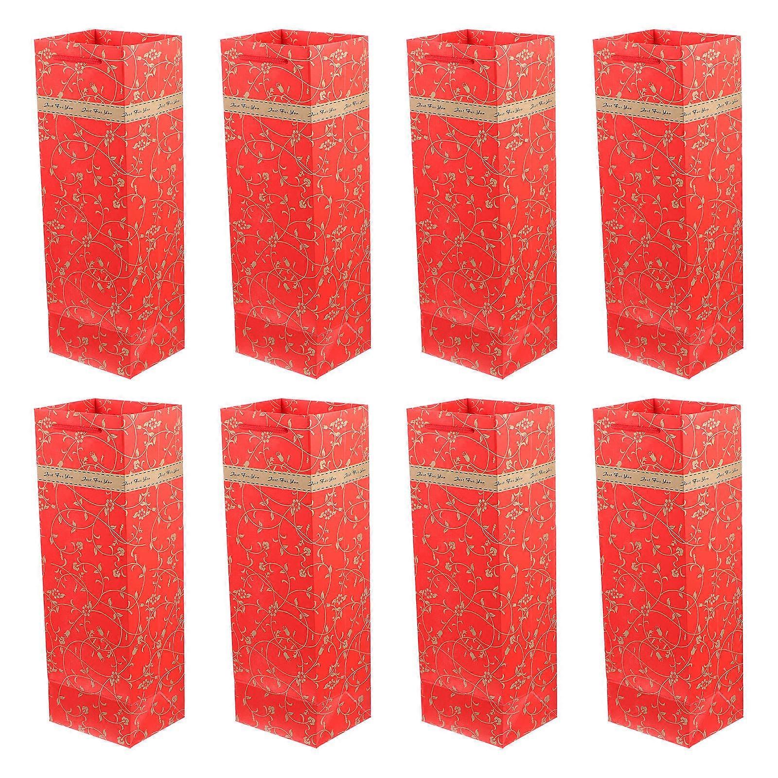 10pcs Sturdy Red Carrier Bags, Durable Paper Wrapping Pouches for Christmas, Birthdays, Housewarming & Parties – Festive Celebration Essentials