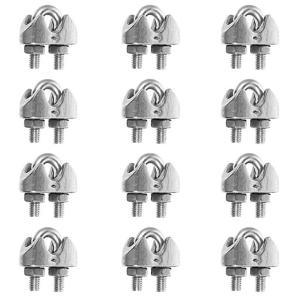 12pcs Stainless Steel U Type Wire Rope Clips Cable Clamps for Rigging, Load Securing, Outdoor Use, Easy Installation & Reusable
