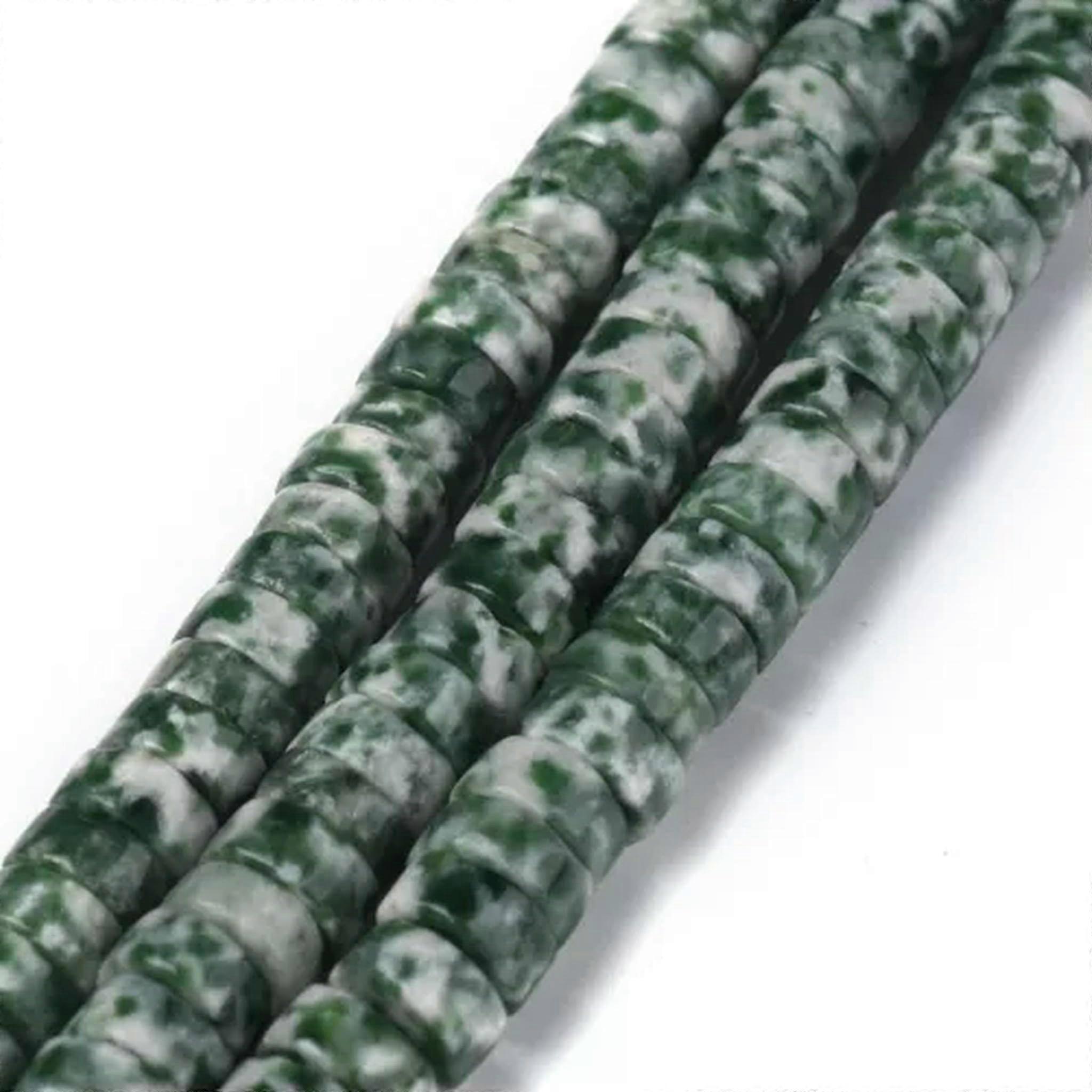 3 strands of natural synthetic gemstone, flat round heishi beads, 6 x 3 mm
