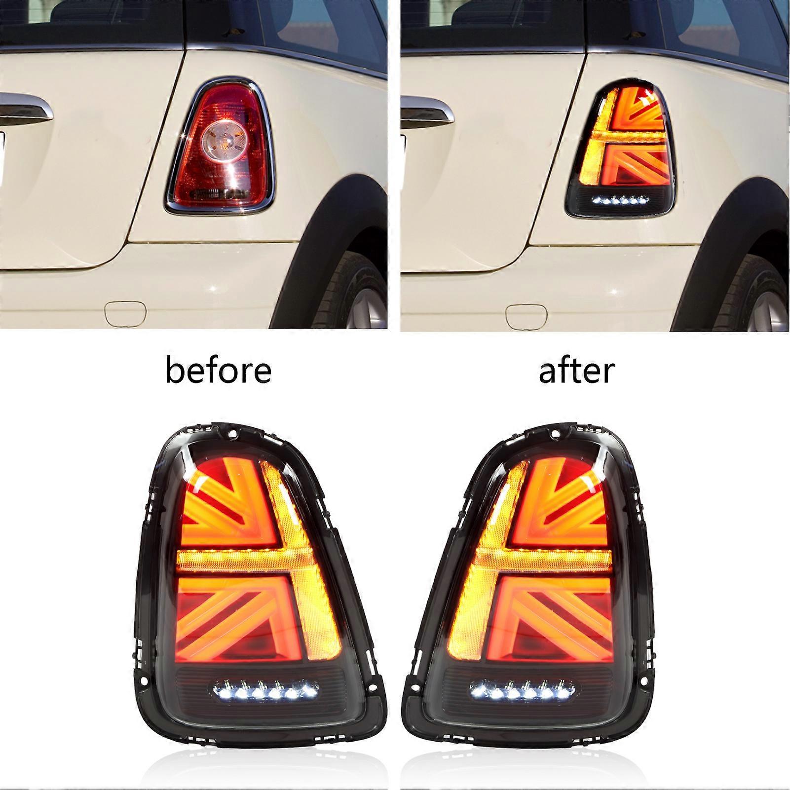 JCW Union Jack Dynamic Full LED Tail Lights Light Smoke Lens Replacement for Cooper R56 R57 R58 R59 2007‑2015