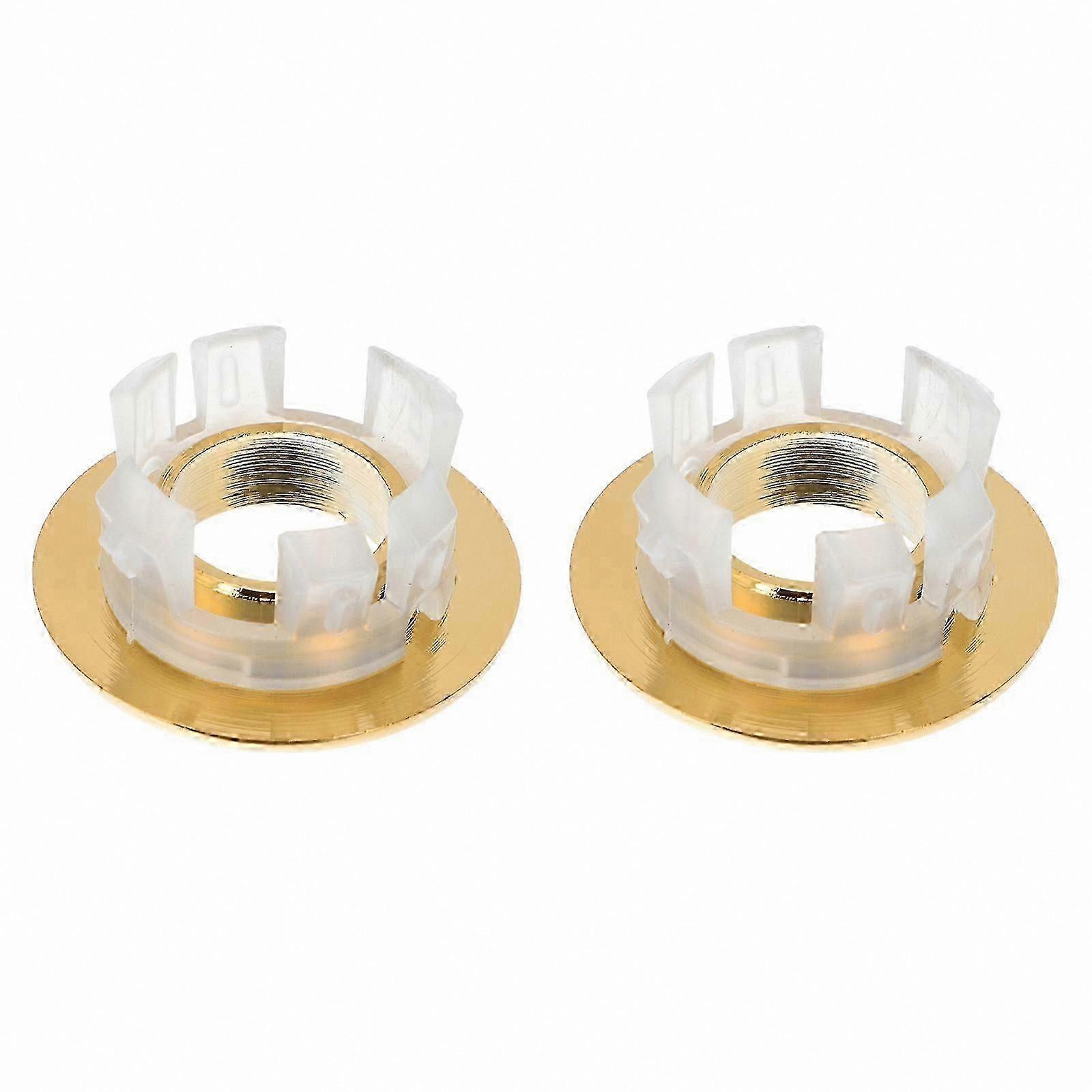Golden Circular Sink Overflow Covers, 2-Pack, Easy to Install, Anti-Clog Design for Bathroom Sinks