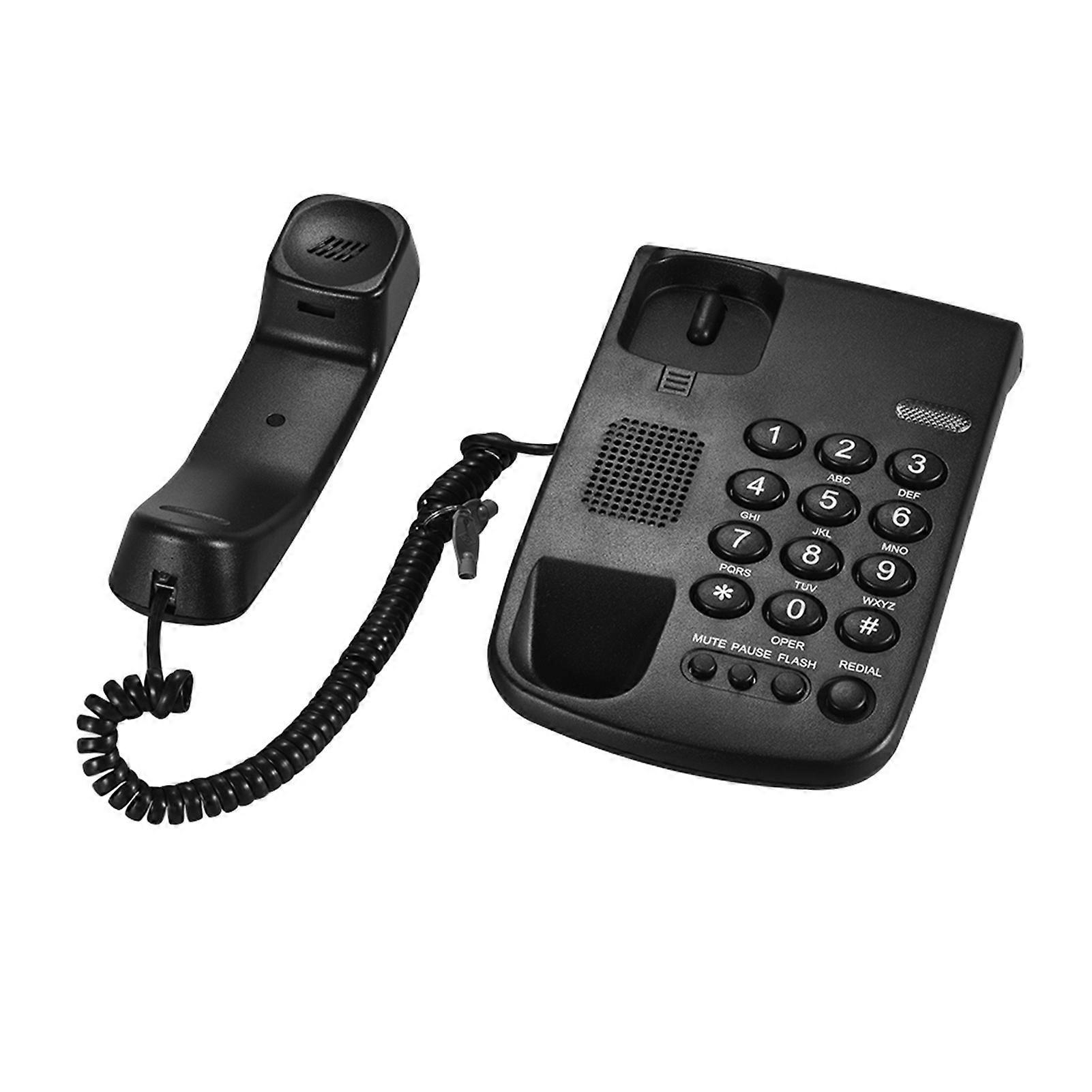Portable Corded Telephone Phone Pause/ Redial/ Flash/ Mute Mechanical Lock Wall Mountable Base Handset for House Home Call Center Office Company Hotel