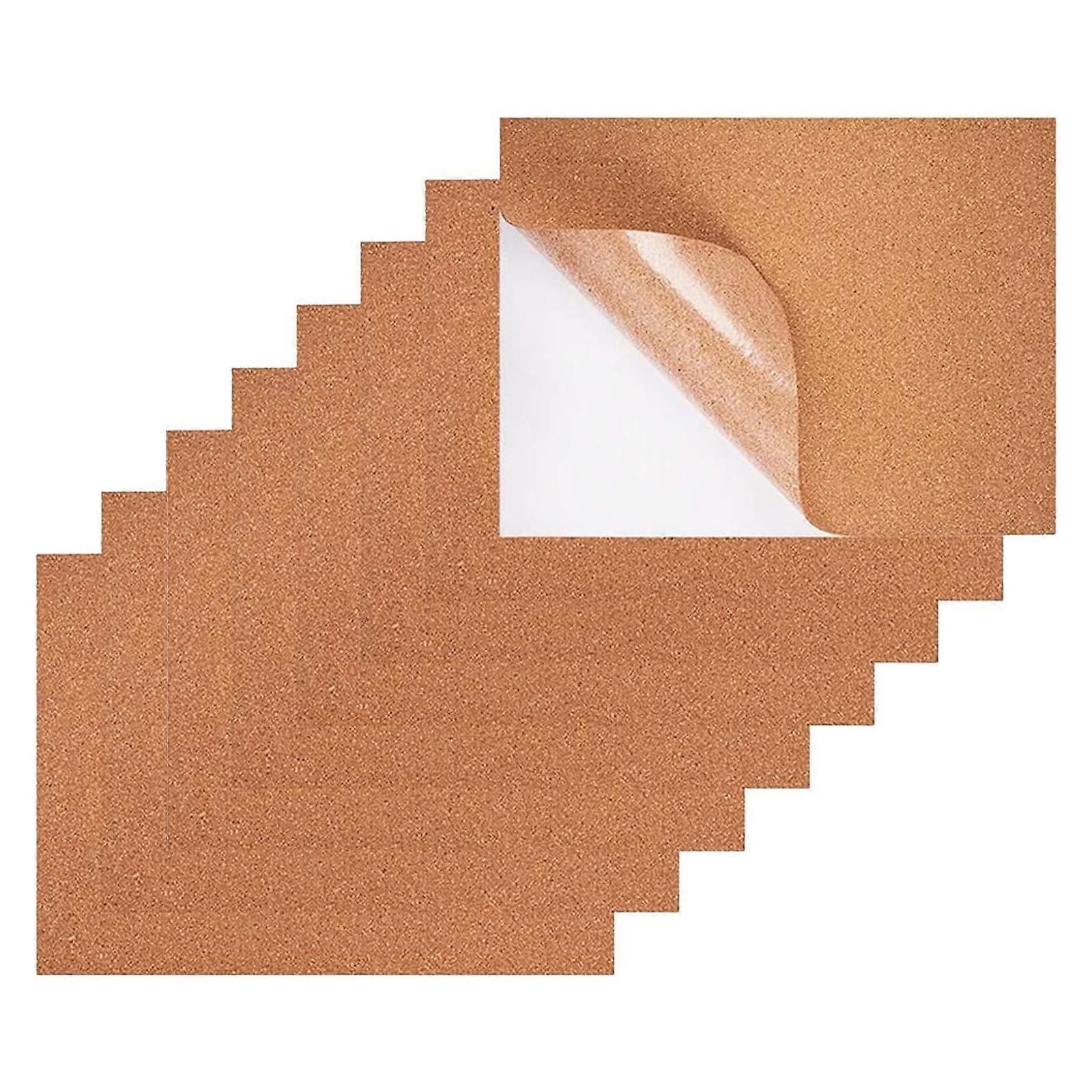 8 Packs Adhesive Cork Board Tile Wood Sheets for Crafting and Note Boards 1mm Thickness Rectangular Wall Pin Corkboard Multicolor