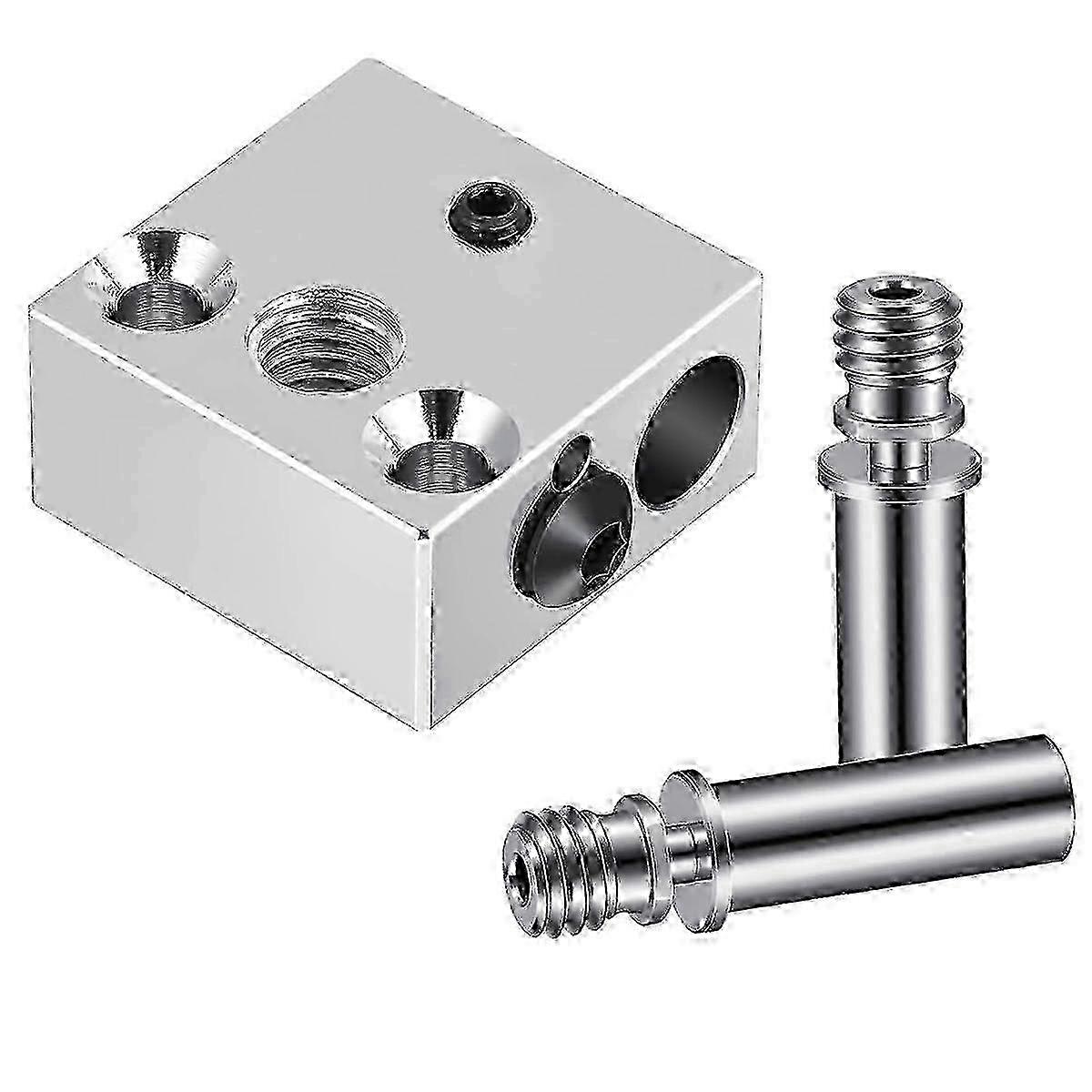 High Temperature Plated Copper Heater Block with 2 Titanium Alloy Heat Break Tubes for 3D Printers