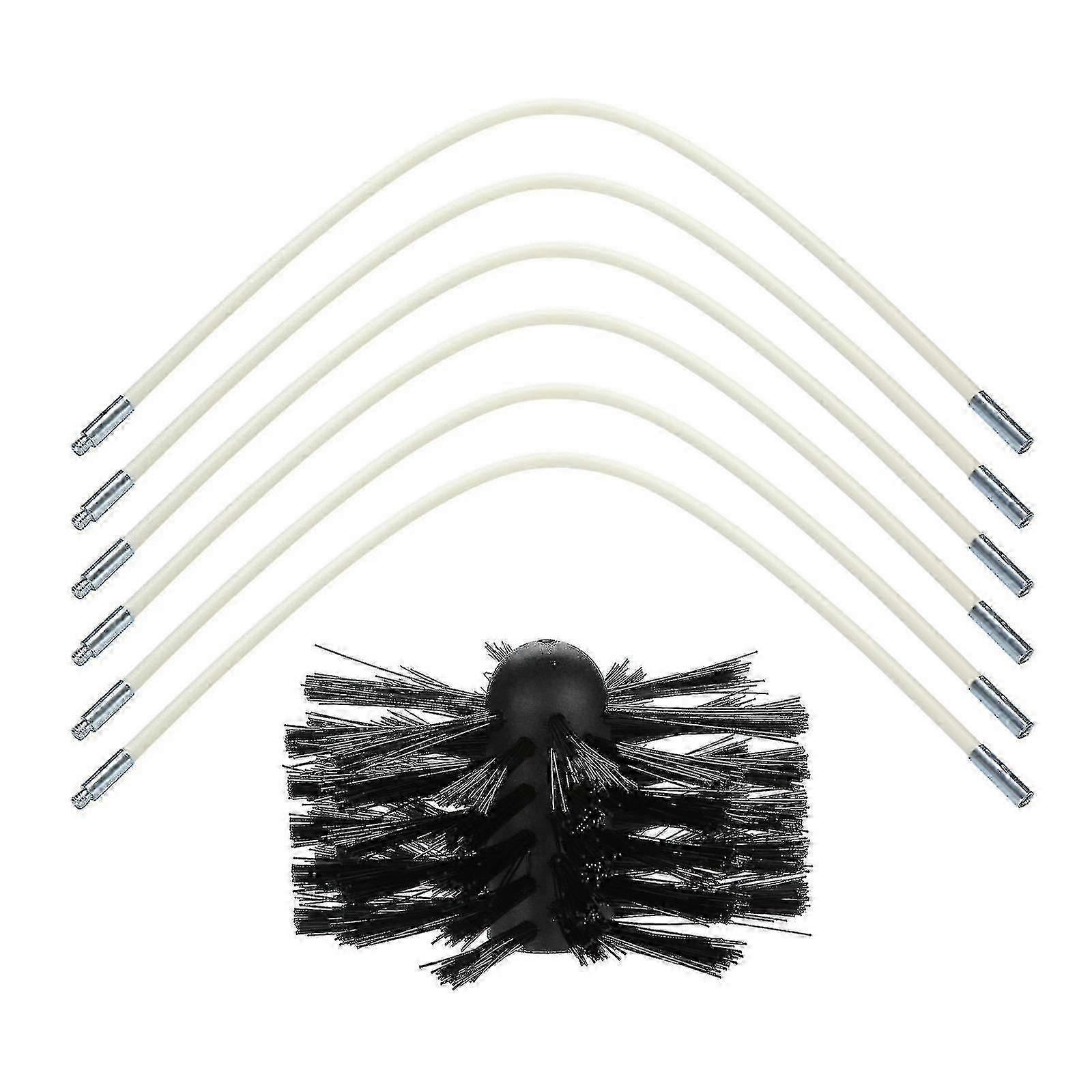 Rotating Chimney Sweep Brush Kit with 6 Extensions and 1 Brush for Efficient Cleaning