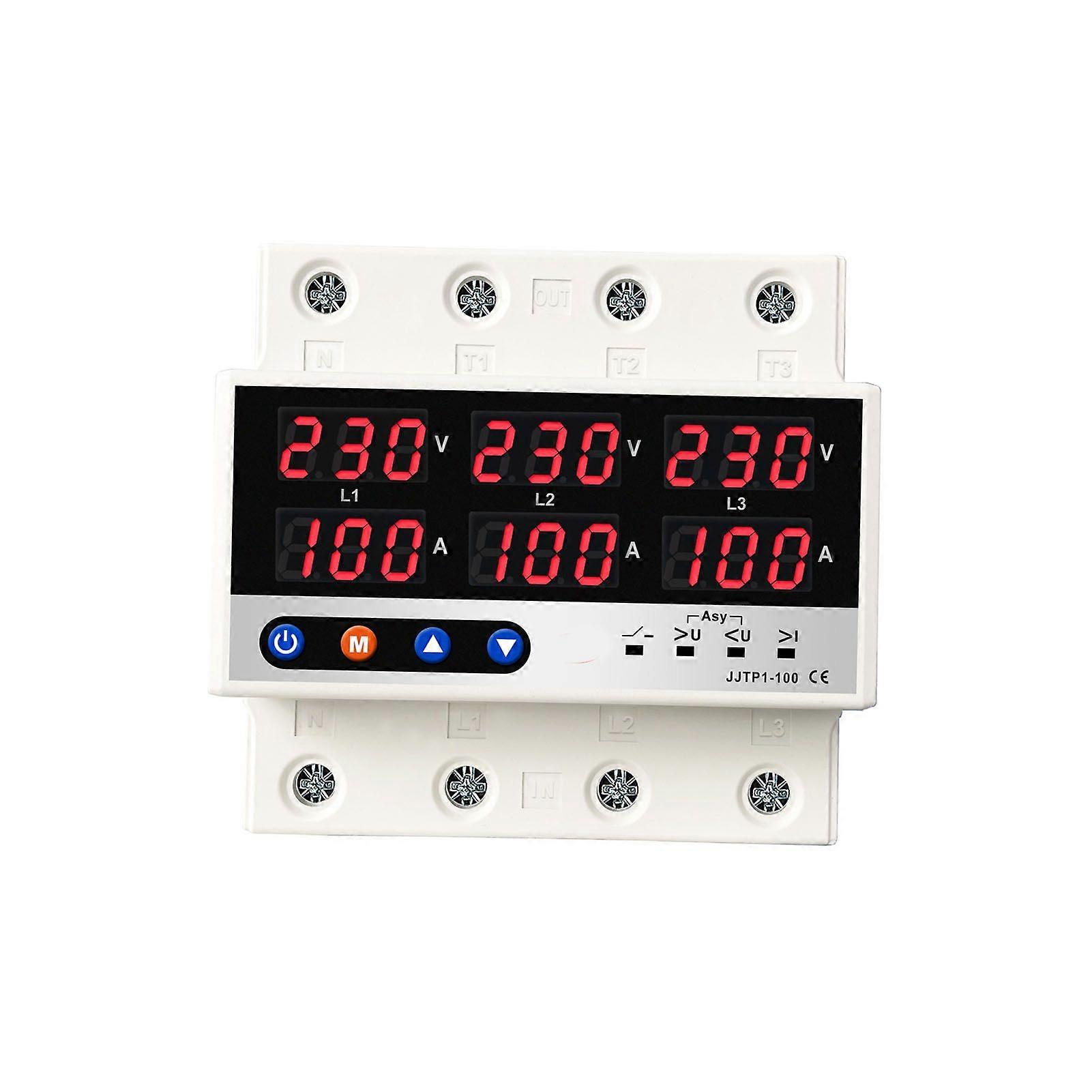 LCD Display Self-reset Protector Overvoltage Undervoltage Current Limiting Circuit Breaker Phase Lost Zeroloss Phase Sequence Voltage Unbalance Protec