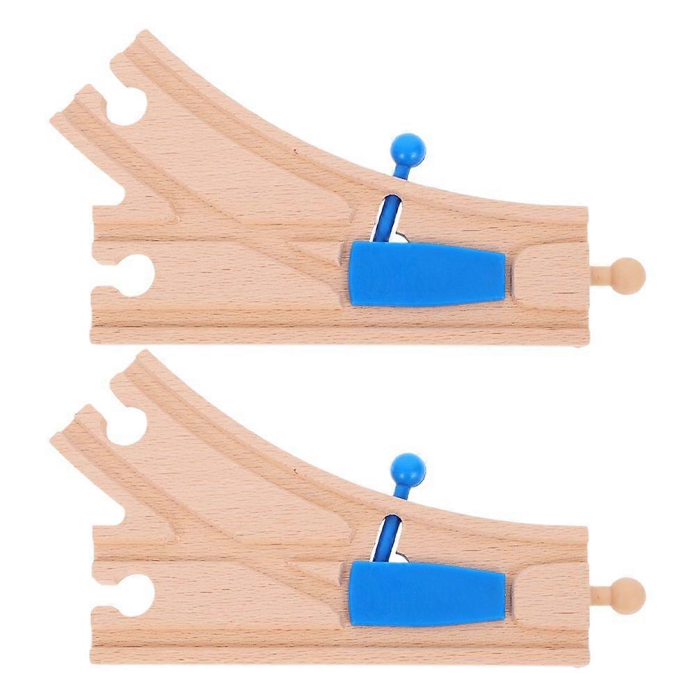 2pcs ξύλινο σύνολο αμαξοστοιχιών εξαρτημάτων διακοπτών διασταυρώσεων γραμμών αμαξοστοιχιών συμβατό με τις μεγάλες μάρκες Εκπαιδευτικό και διασκεδαστικό για τα παιδιά