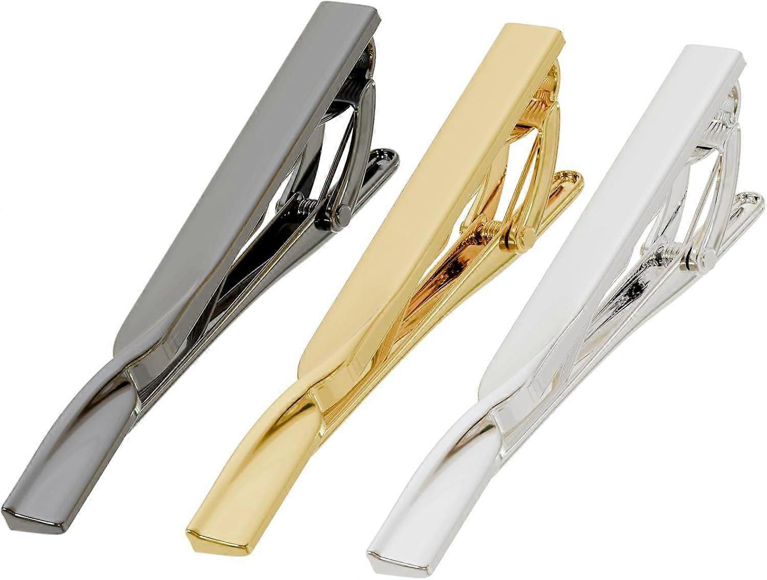 Tie Clips for Men, Black Glod Silver Tie Bar Set for Regular Ties, With Luxury