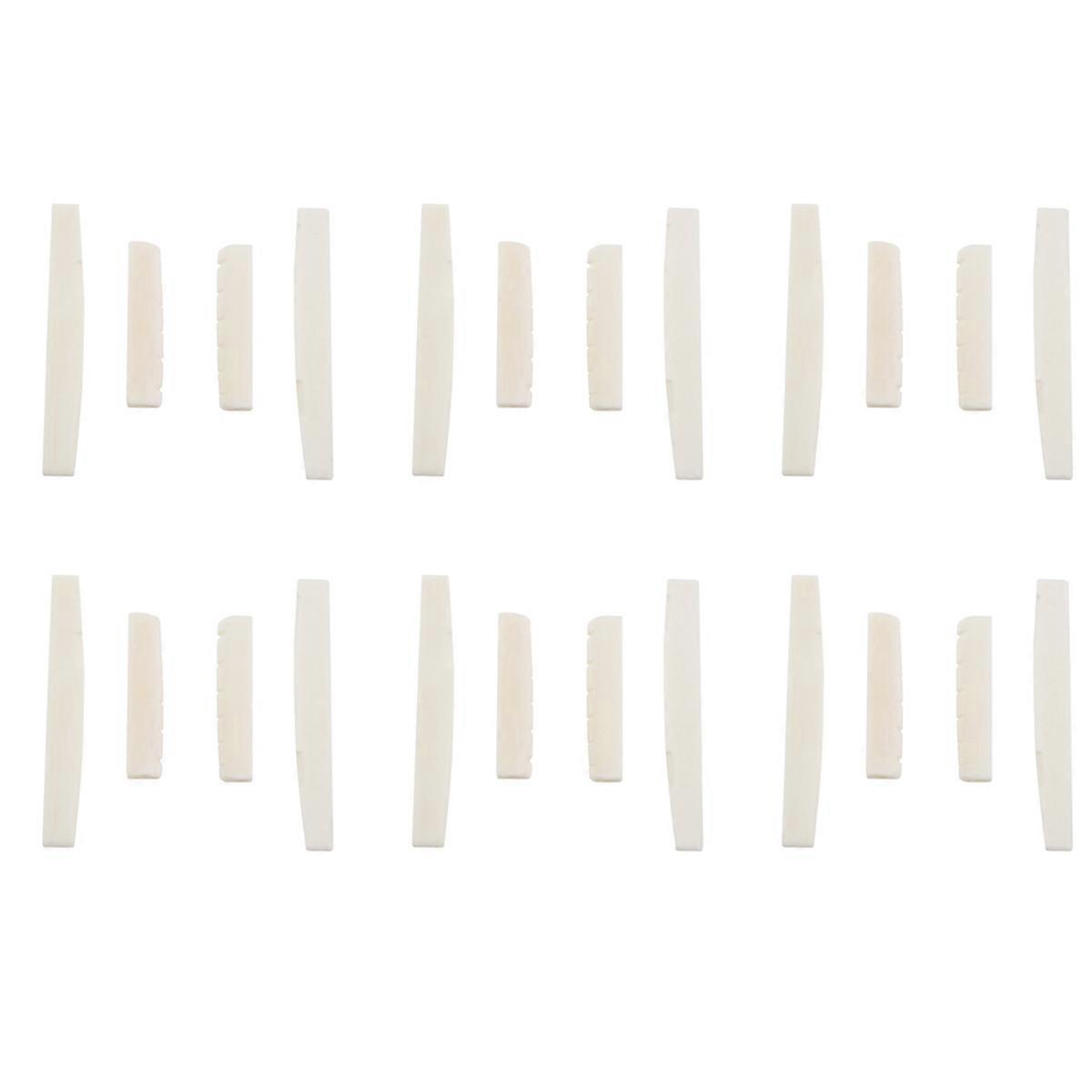 12 Sets of 24Pcs 6 String Acoustic Guitar Bone Bridge Saddle and Nut Made of Real Bone
