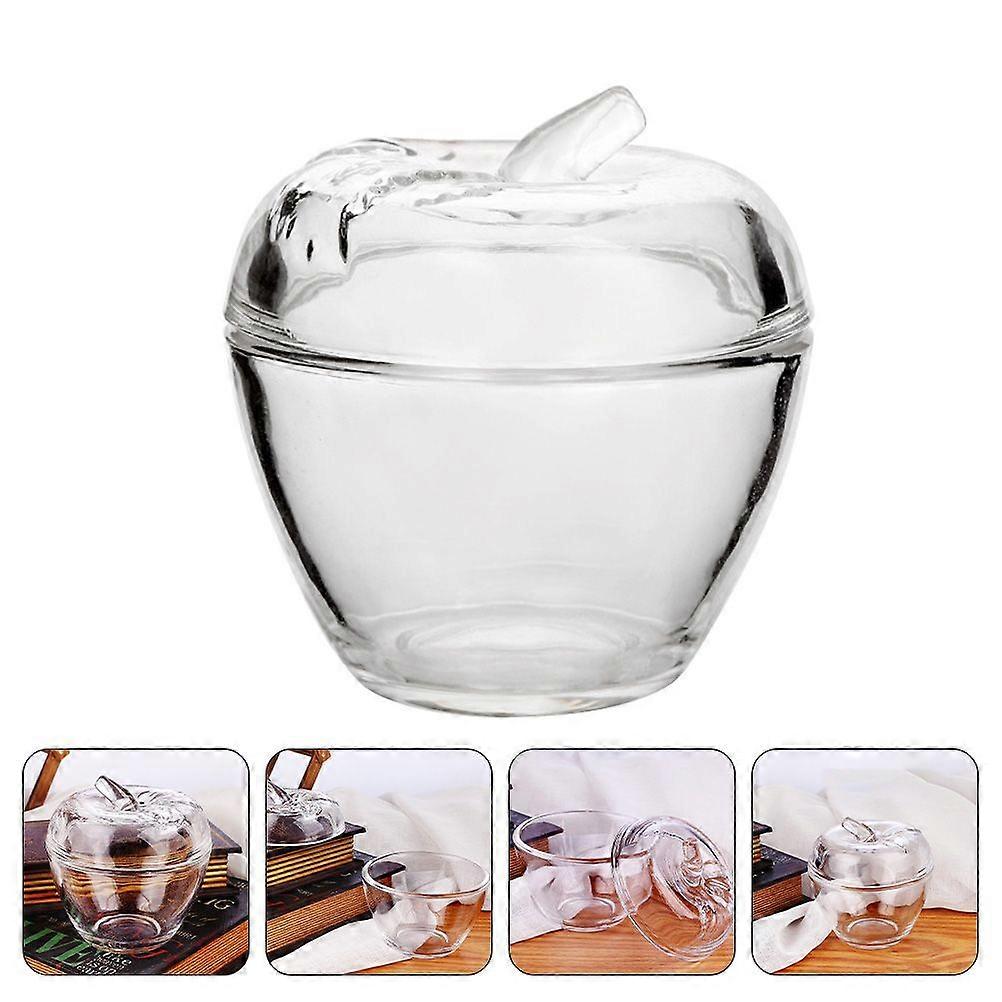 1pc Candy Containers Glass Apple-shape Jar Exquisite Storage Tank with Lid