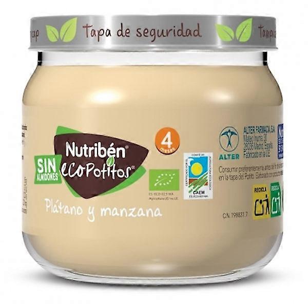 Nutriben Ecopotito בננה תפוח 120 גרם, מחית מזון לתינוקות, מרכיבים אורגניים, חטיף בריא לתינוקות.