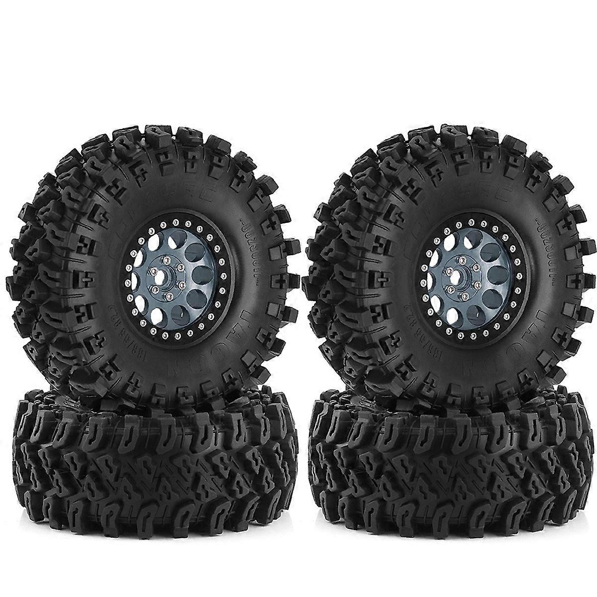 4pcs 136mm 1.9inch Metal Beadlock Wheel Rim Rubber Tire Set D