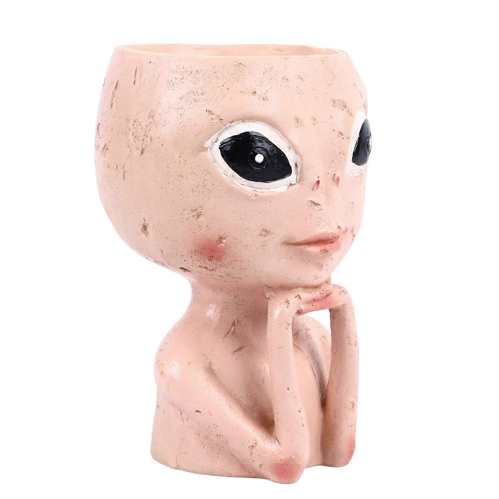 Unique Alien Face Resin Head Planter 433g with Drainage Hole