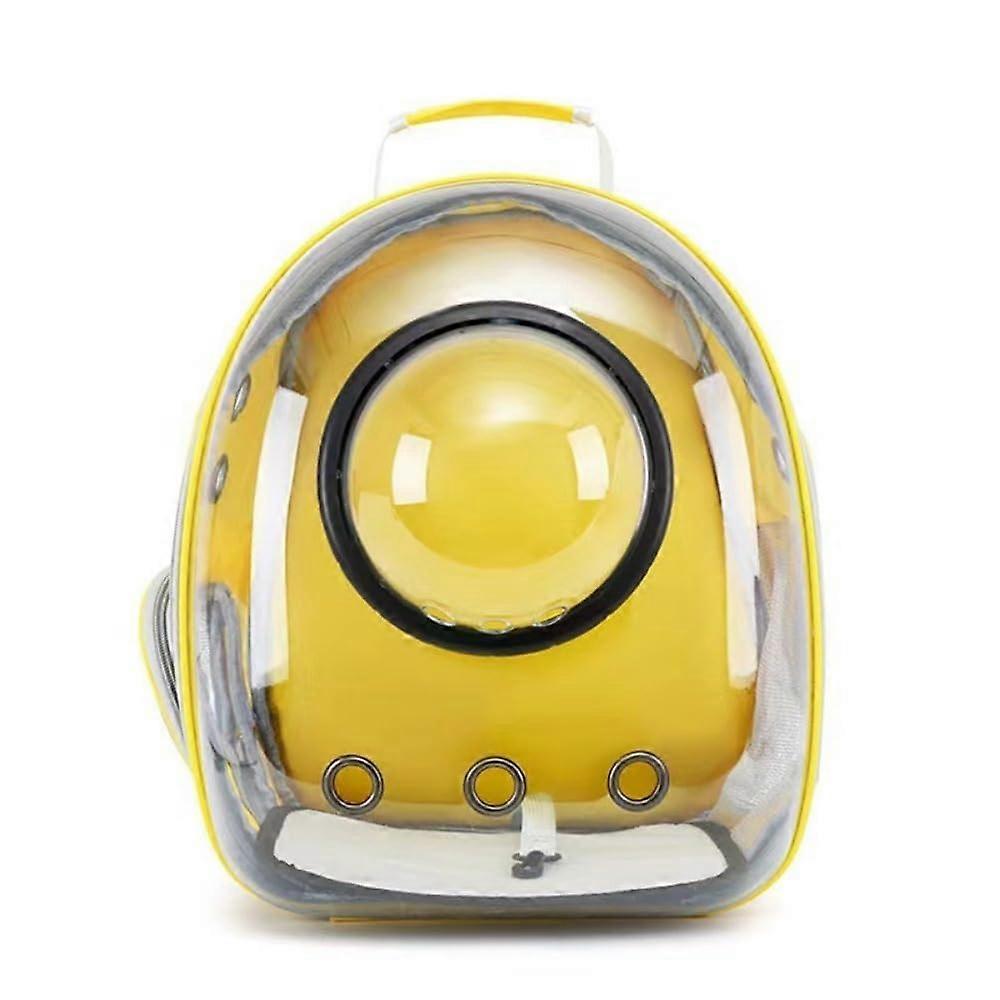 Pet Space Capsule Backpack for Cats and Dogs, Small Window, Portable Breathable Carrier, Large Capacity, Yellow