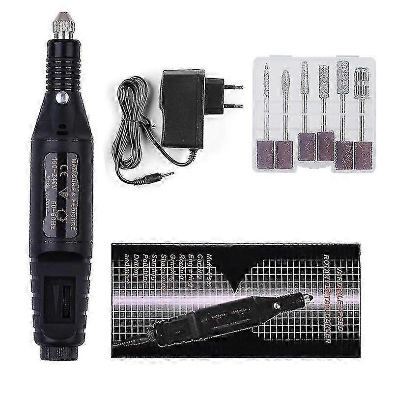 Electric File, Electric Nail File, 6 Pieces Included Black