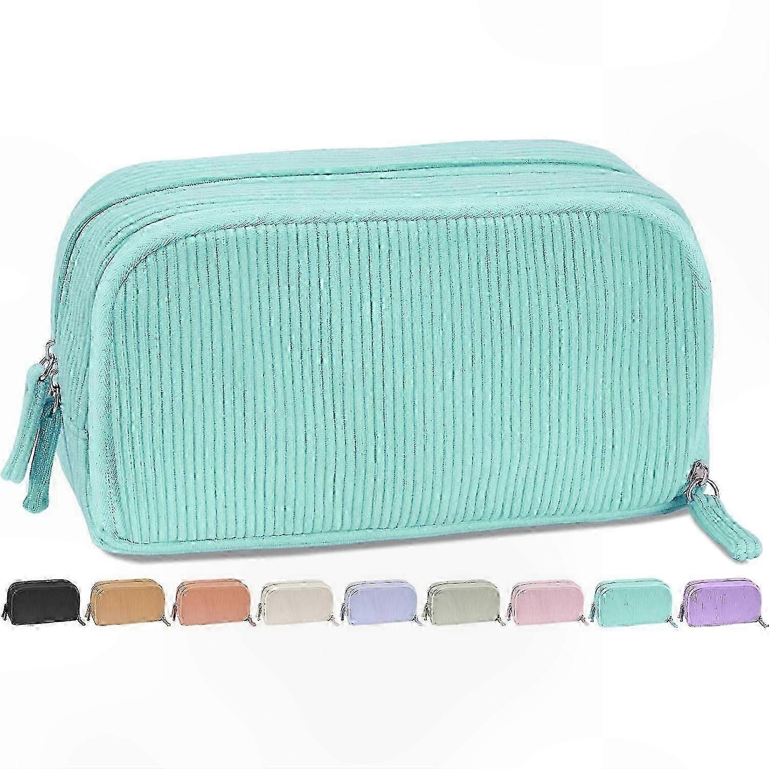 Soft Corduroy Pen Pouch with 5 Compartments and 12 Elastic Straps for School and Office Supplies Organization
