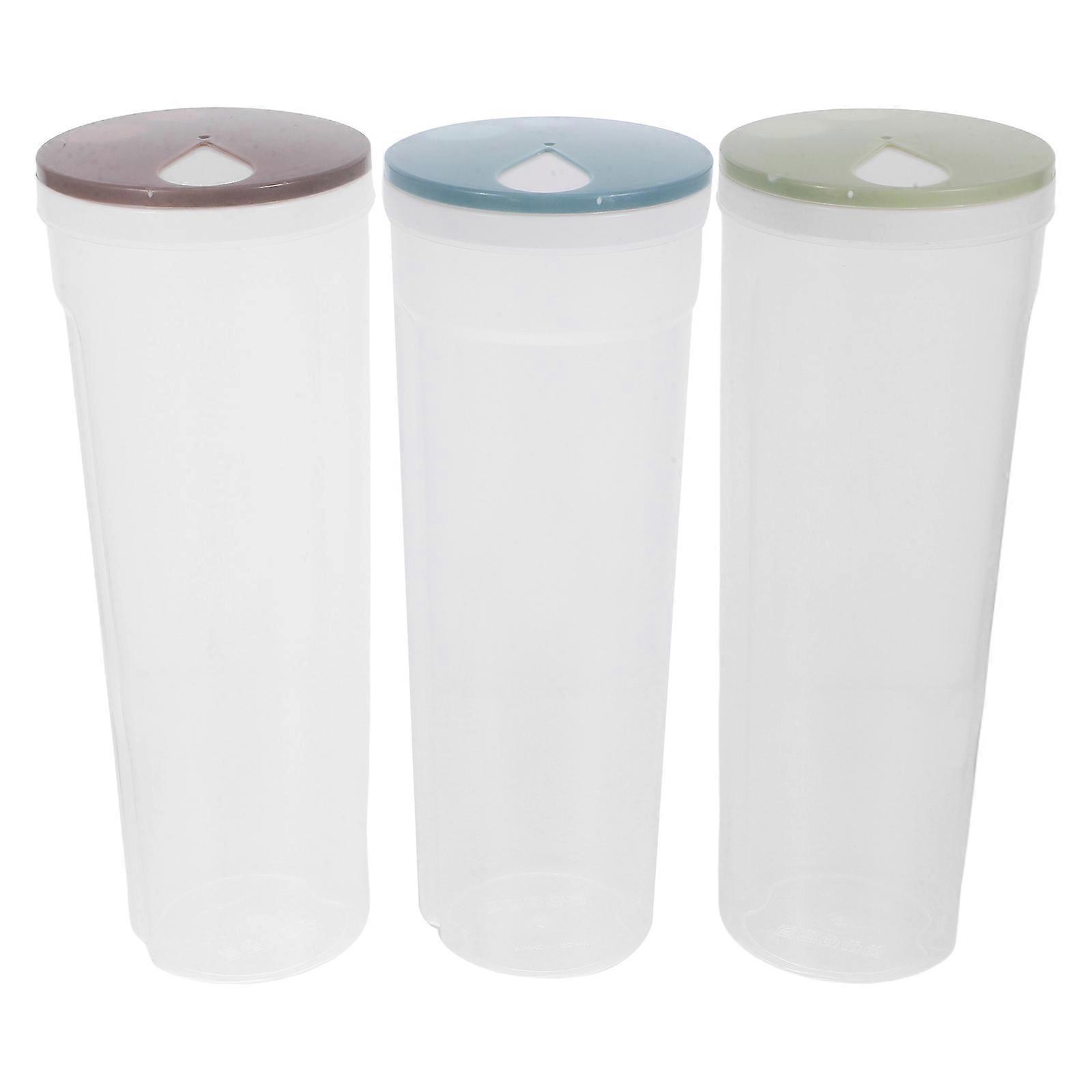 3pcs Round Transparent Kitchen Storage Containers for Noodles, Grains, and Food – Space Saving Design for Kitchen Cabinets and Refrigerators