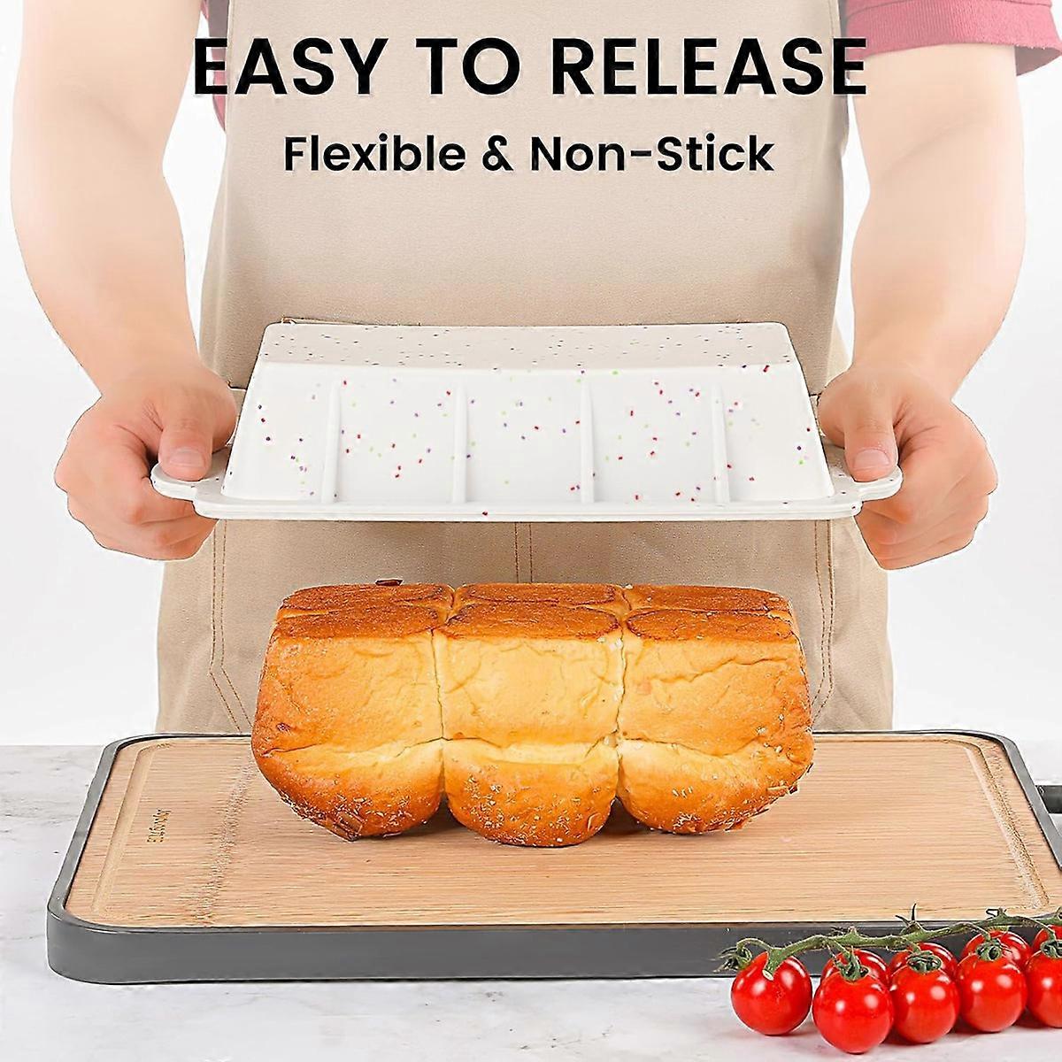 Silicone Bread Loaf Pan with Metal Reinforced Frame,Non-Stick Silicone 1 Lb Loaf Pan for Baking,2 Pa