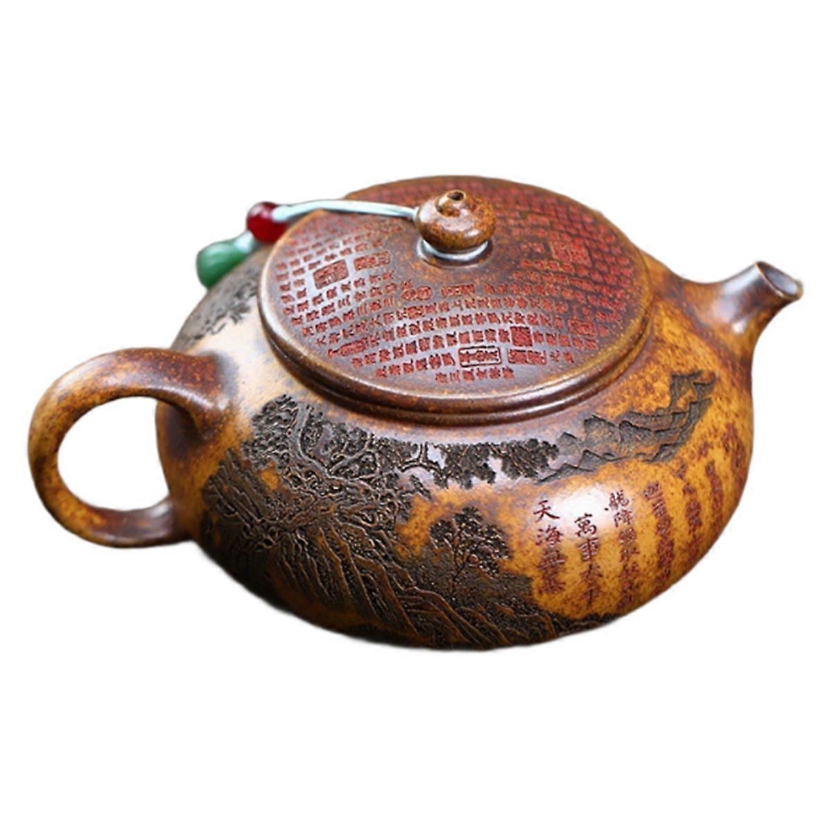 Yixing Clay Pot Raw Mine Keel Gold Sand Arhat Hanjiang Pot Tea Set