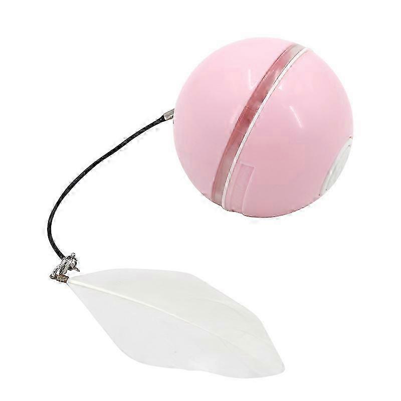 Cat Toys Ball with LED Light & Catnip, Upgraded Auto-Spinning Smart Cat Ball Toy with Ring Bell Feather, Fun Interactive for Cats