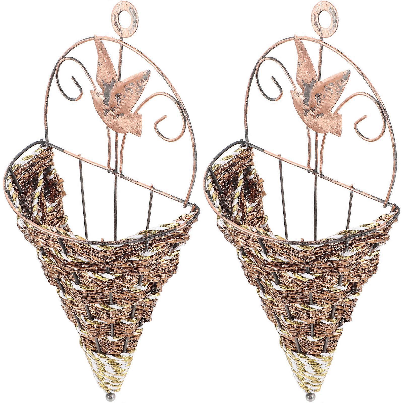 Hanging Flower Pot Made of Iron and Plastic for Home Use 6Pcs Set