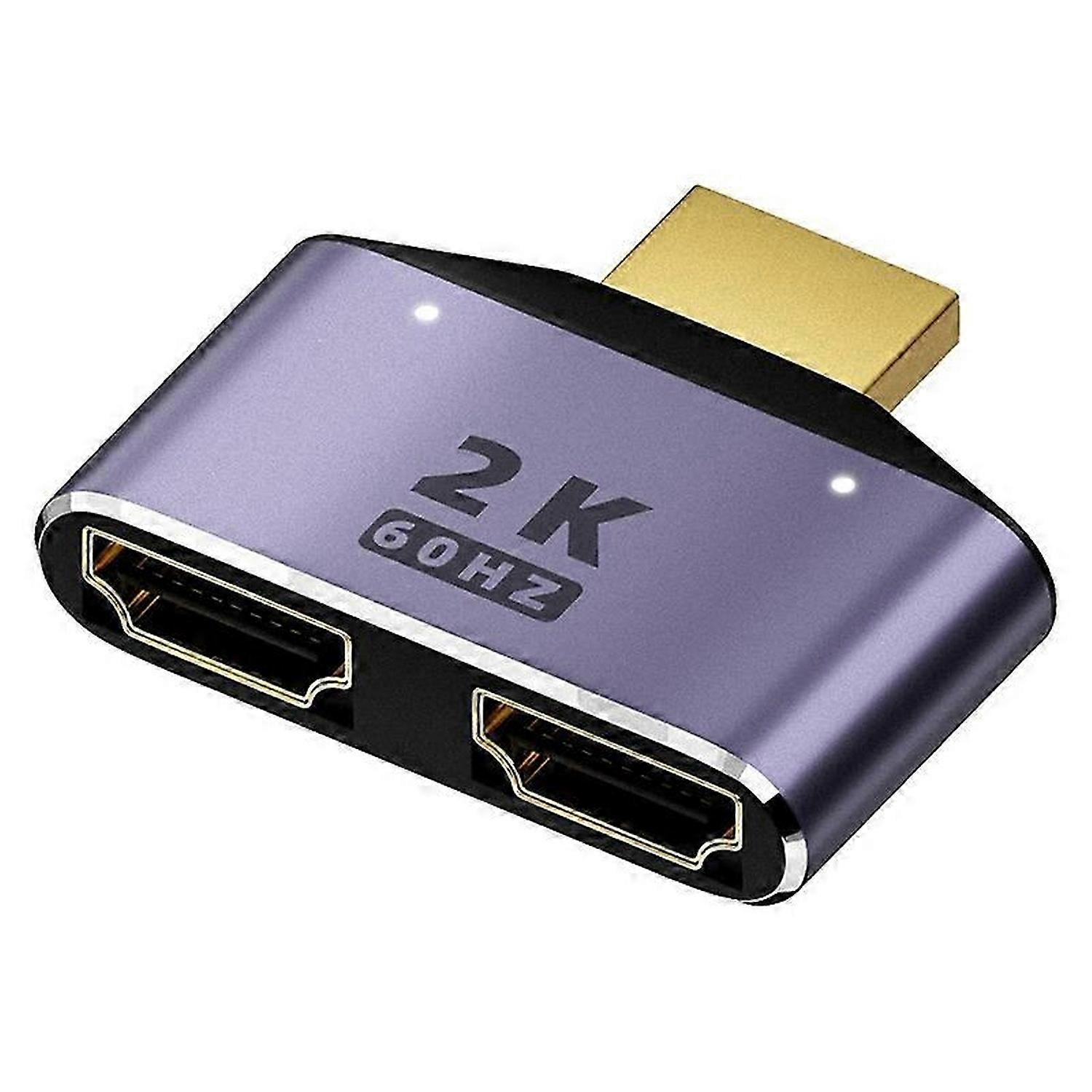 -Compatible 1 in 2 Out Splitter Adapter 2K @ 60Hz 2 in 1 HD Display Bidirectional Selector Switch wi